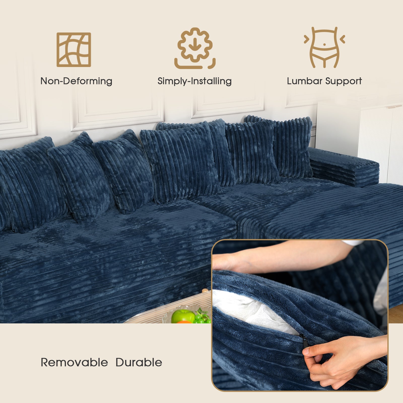 Advwin Oversized L Shaped Sofa With Chaise