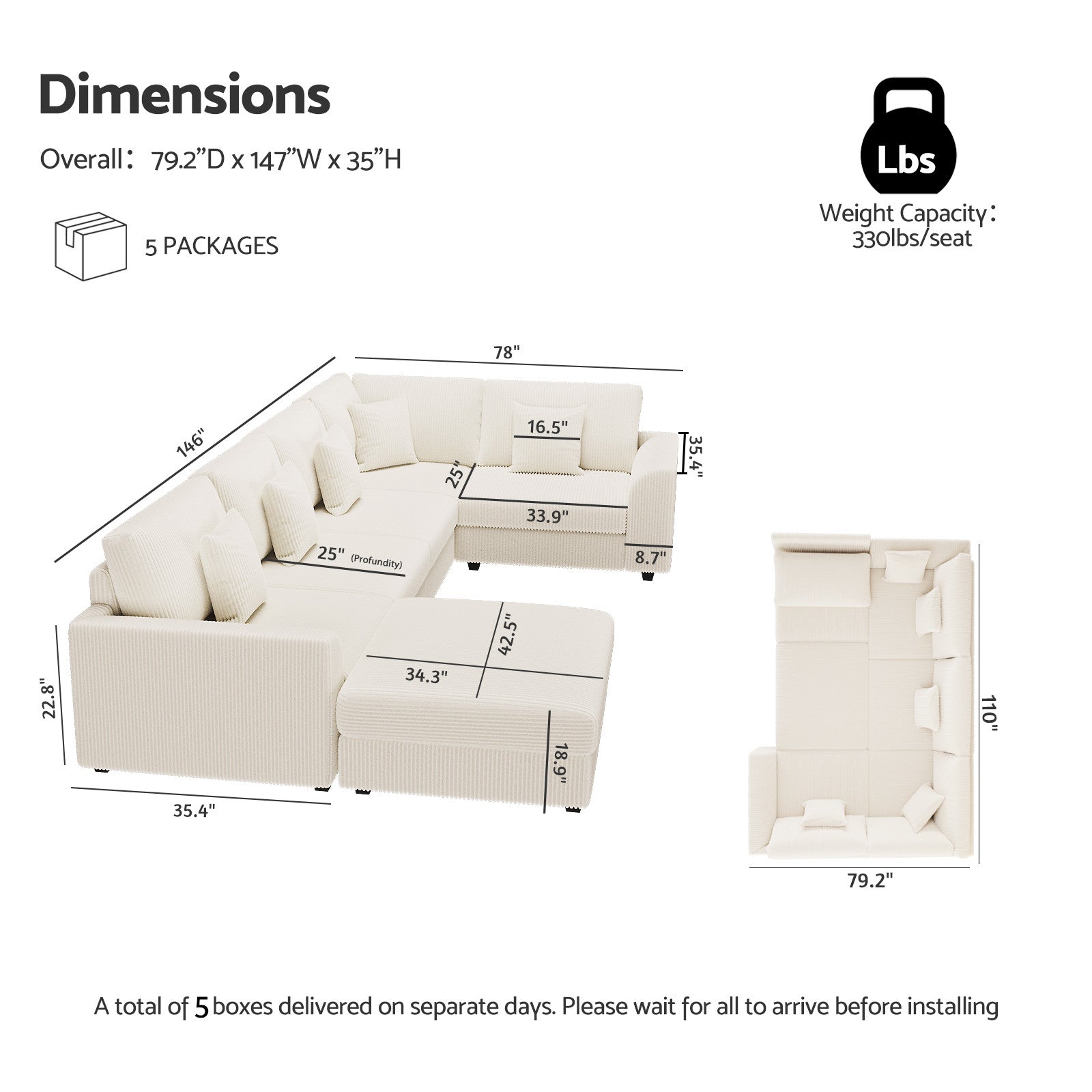 oversized sofa dimensions