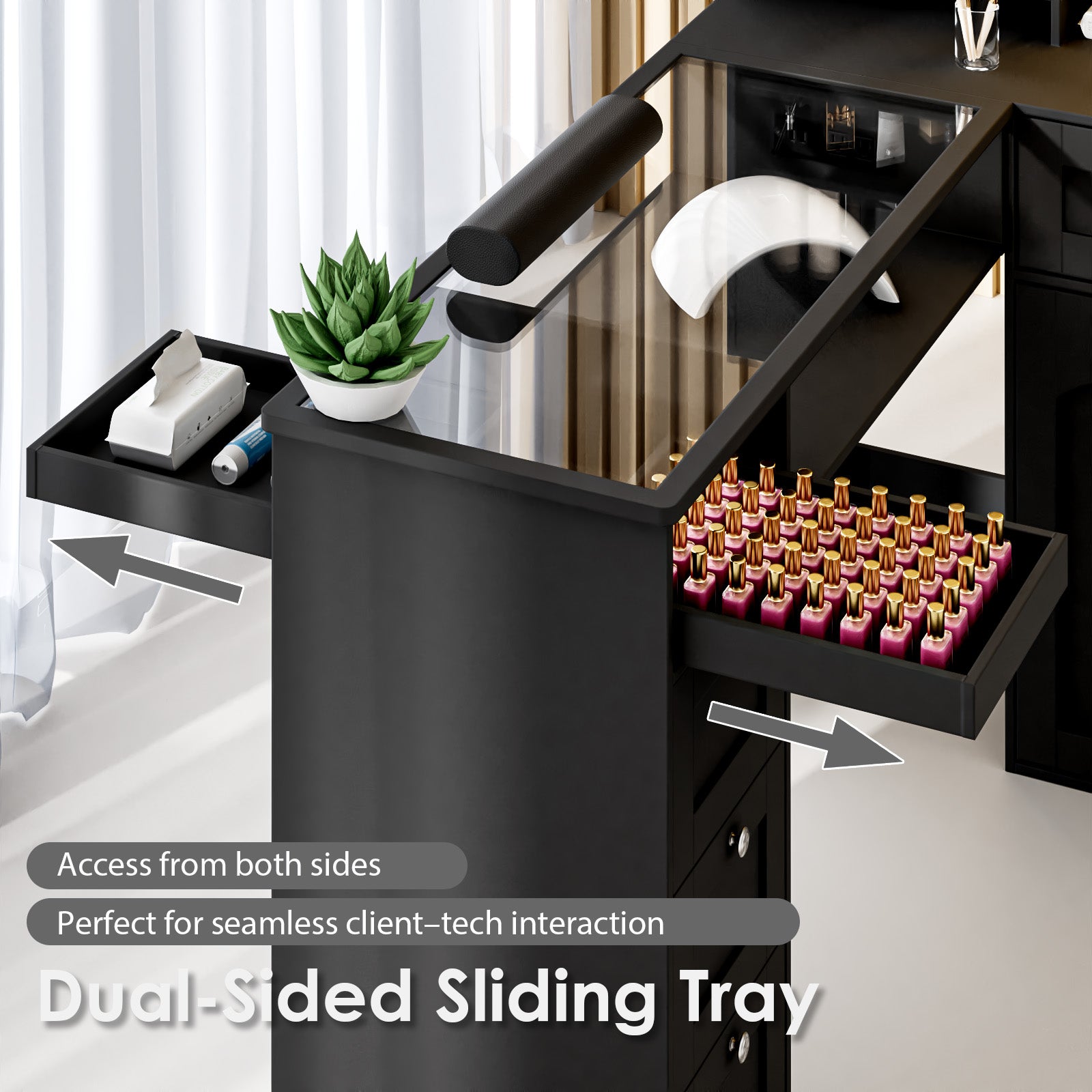 Advwin Nail Table w/LED Display Shelf Glass Table Top (Pre-Order)