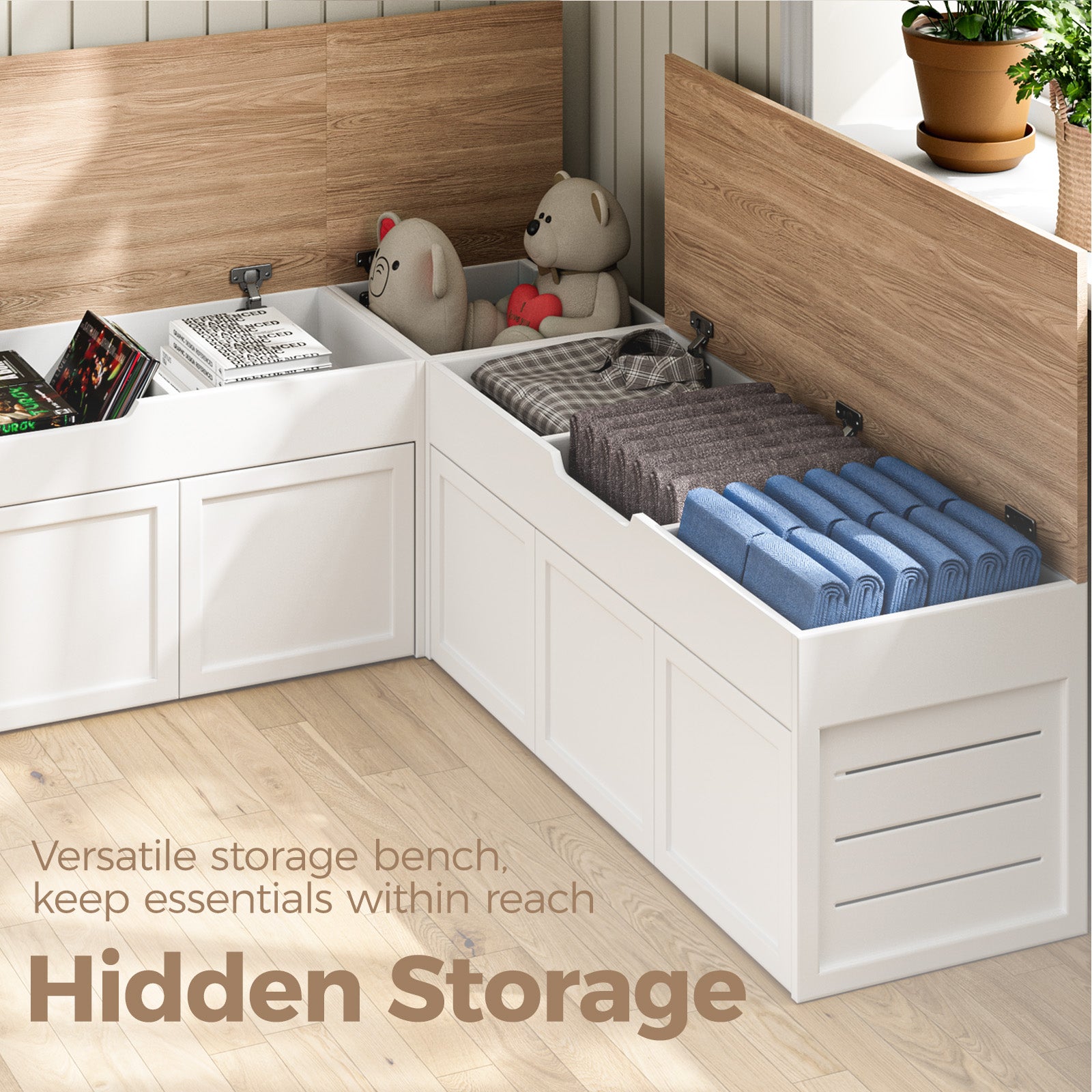 Advwin L-Shaped Corner Storage Bench (Pre-Order)
