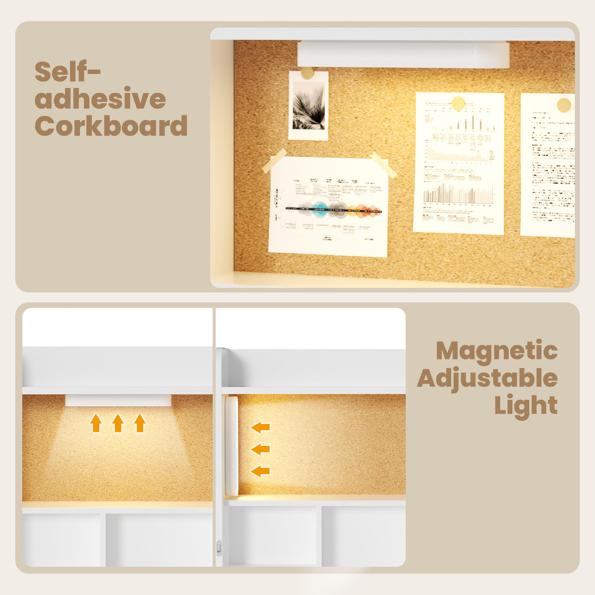 Advwin Wide Wall Mounted Foldable Desk with Cabinet