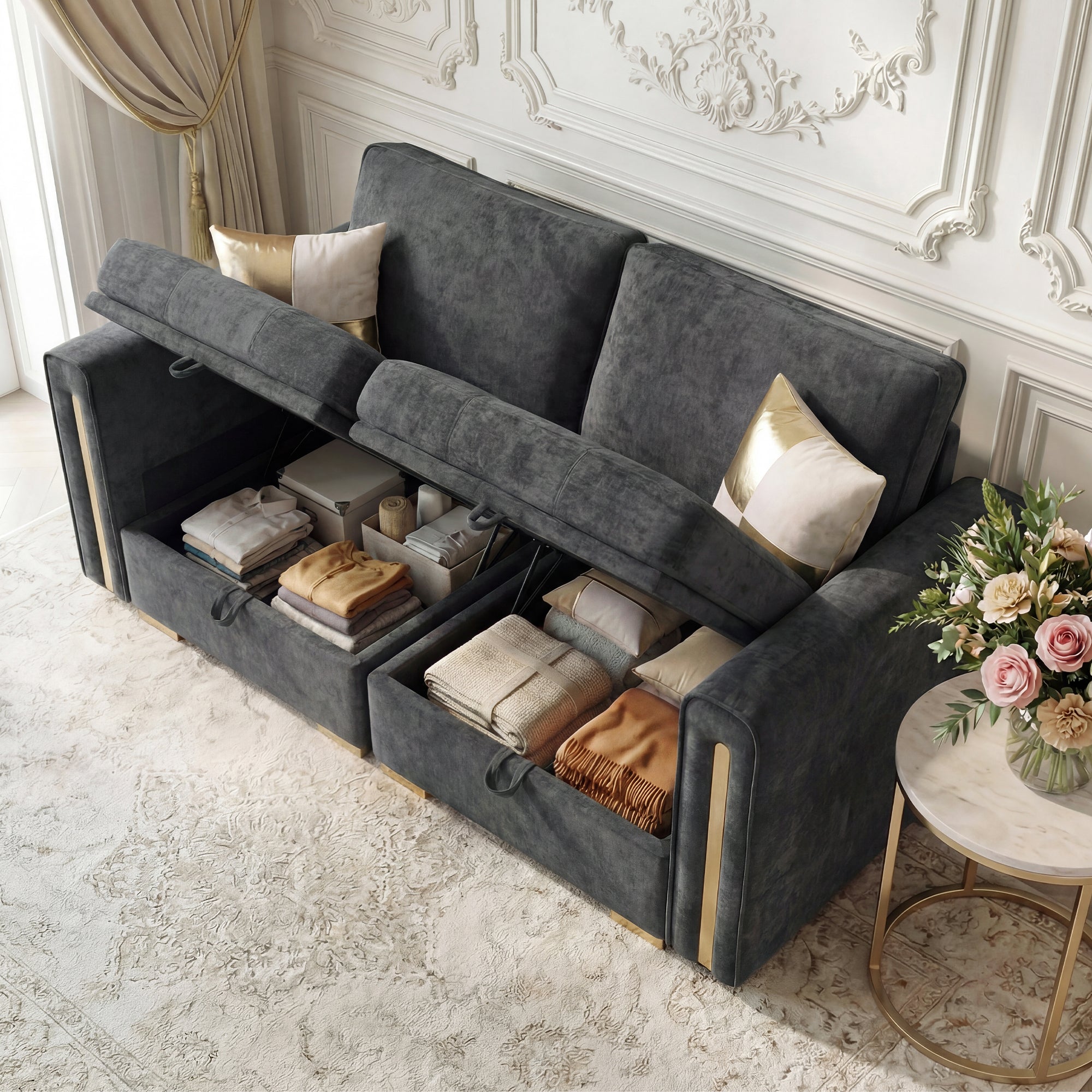 Advwin Oversized Modular Chenille Sofa with Storage