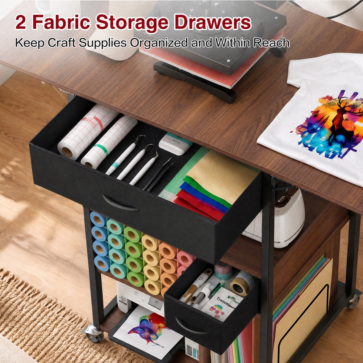Advwin Foldable Heat Press Table w/ Built-in Power Outlet