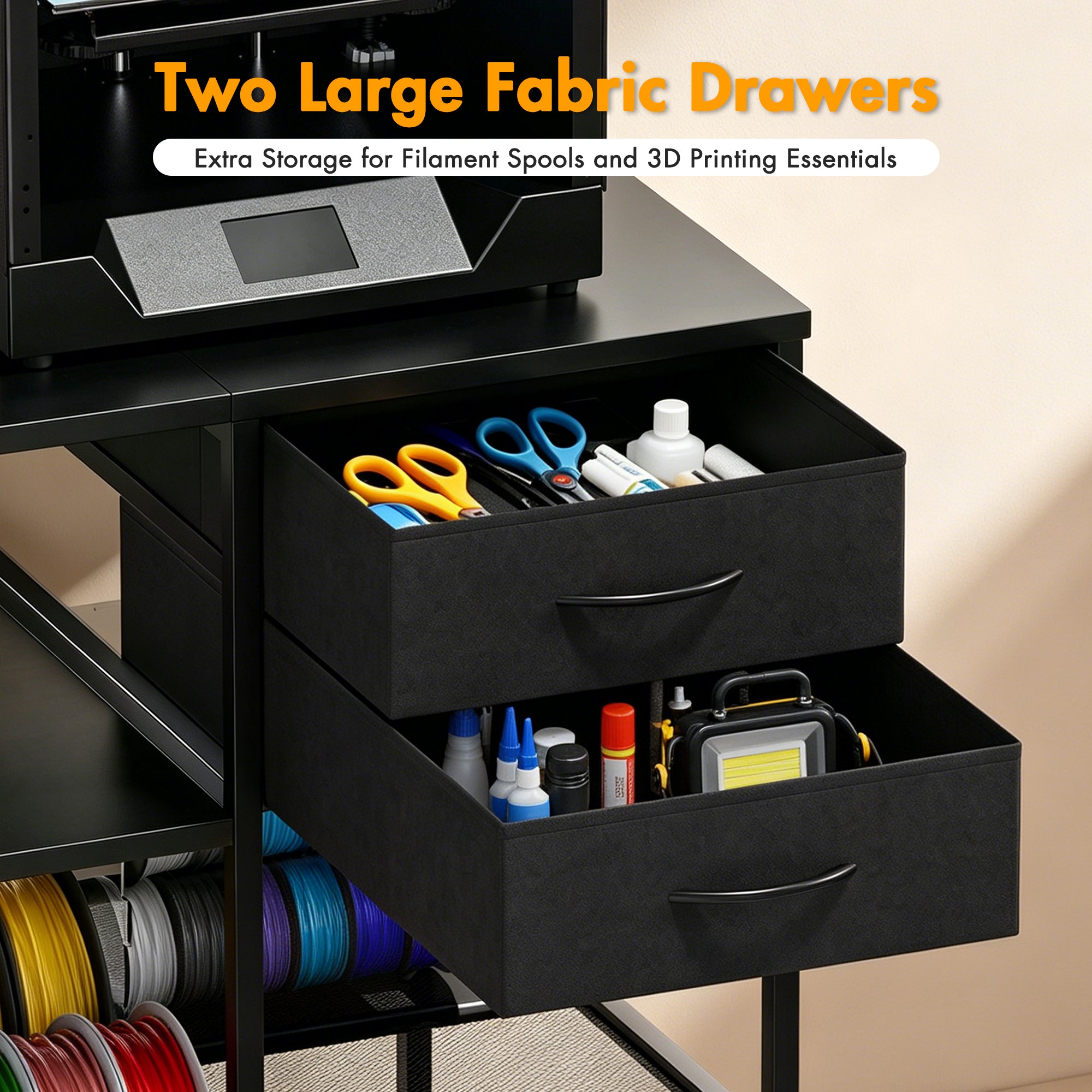 Advwin 3D Printer Stand with Rolling Filament Drawer