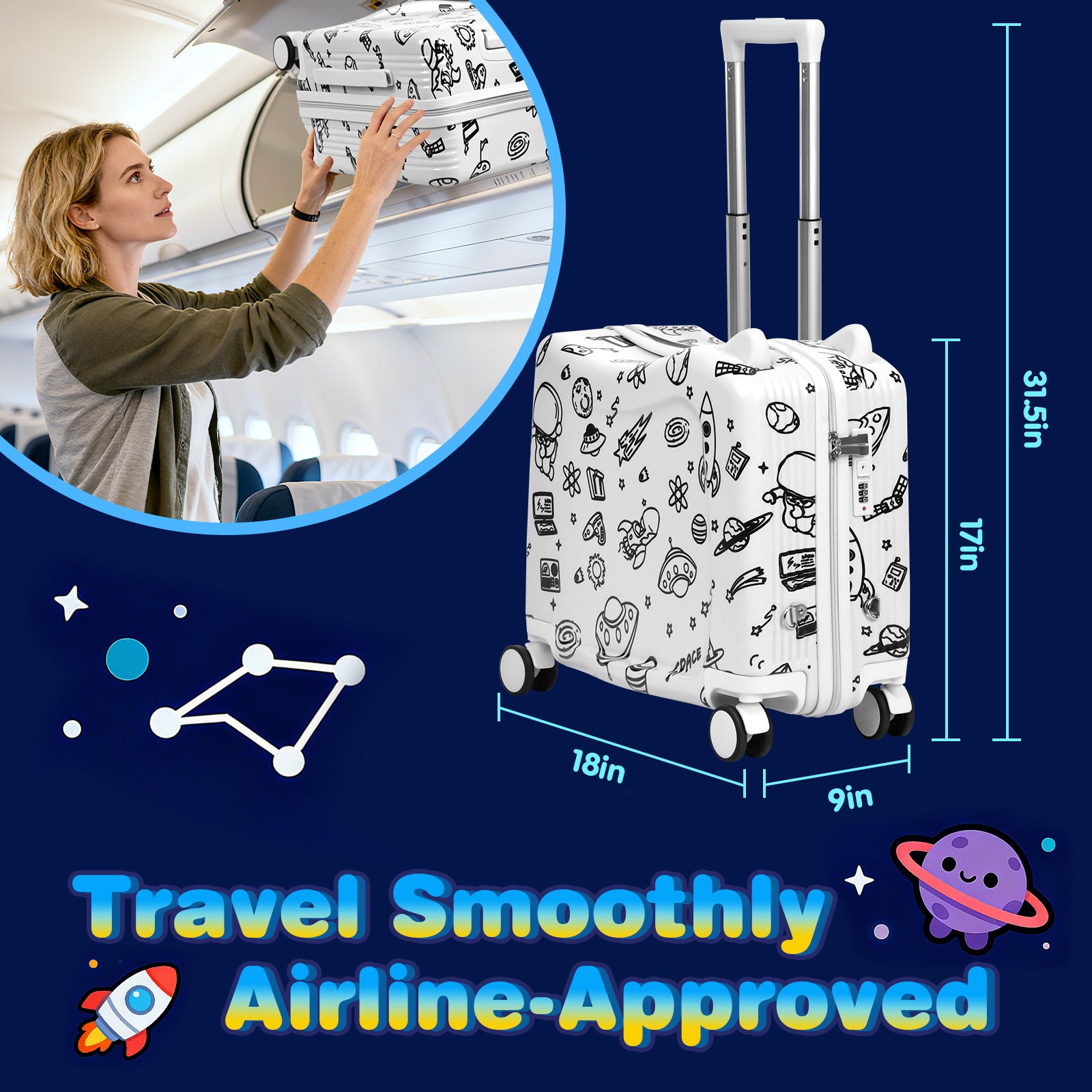 Advwin Kids Ride-On Suitcase DIY Coloring Design