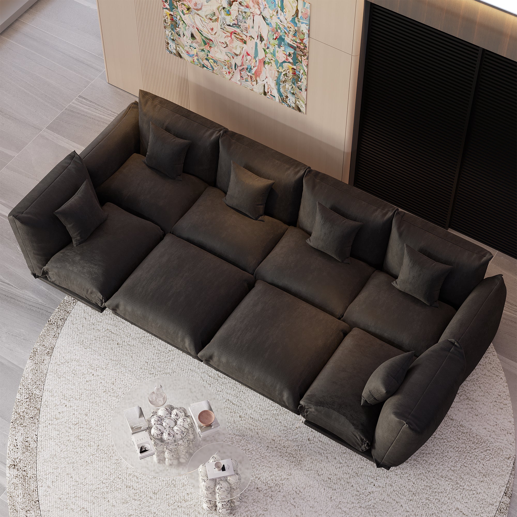 Advwin Modern Minimalist Chenille Modular Sectional Sofa