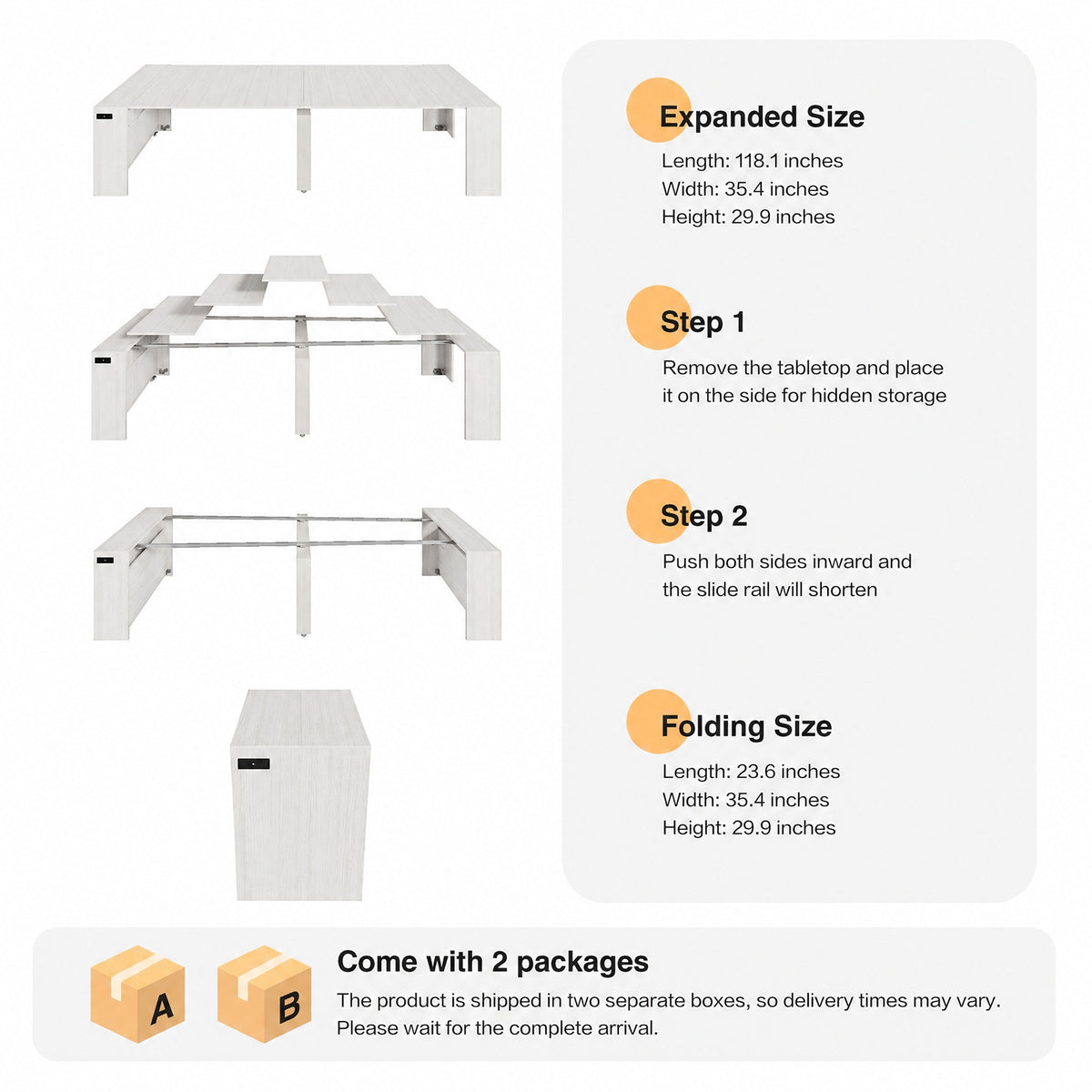 Advwin Extendable Dining Table with Storage Cabinet