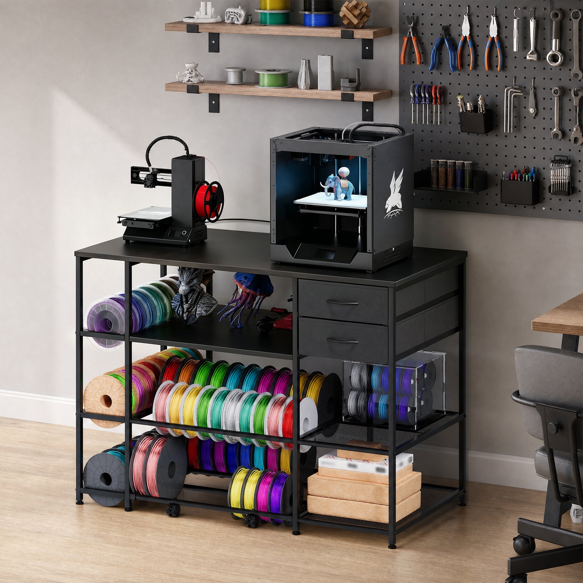 Advwin 3D Printer Stand with Rolling Filament Drawer