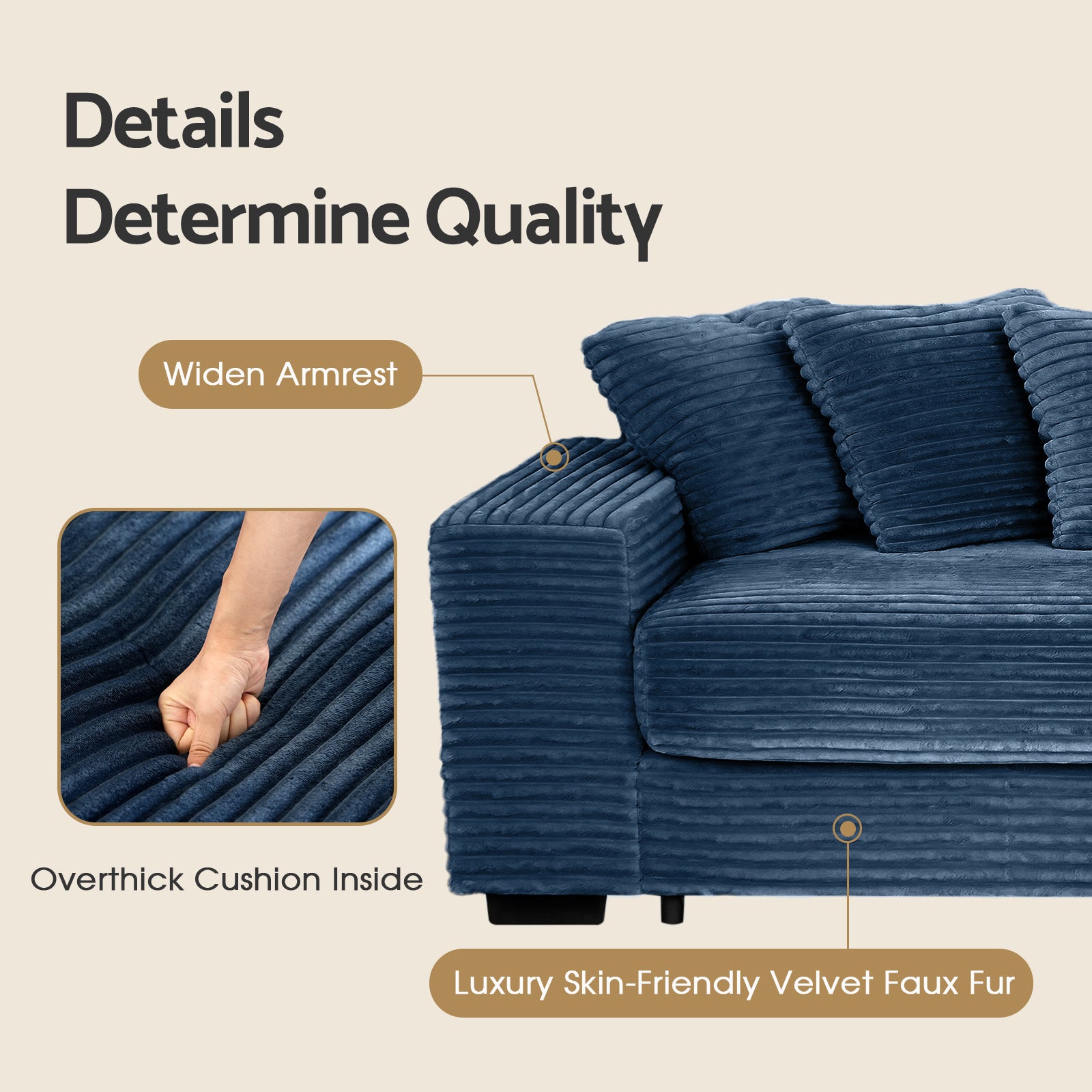 Advwin Oversized L Shaped Sofa With Chaise