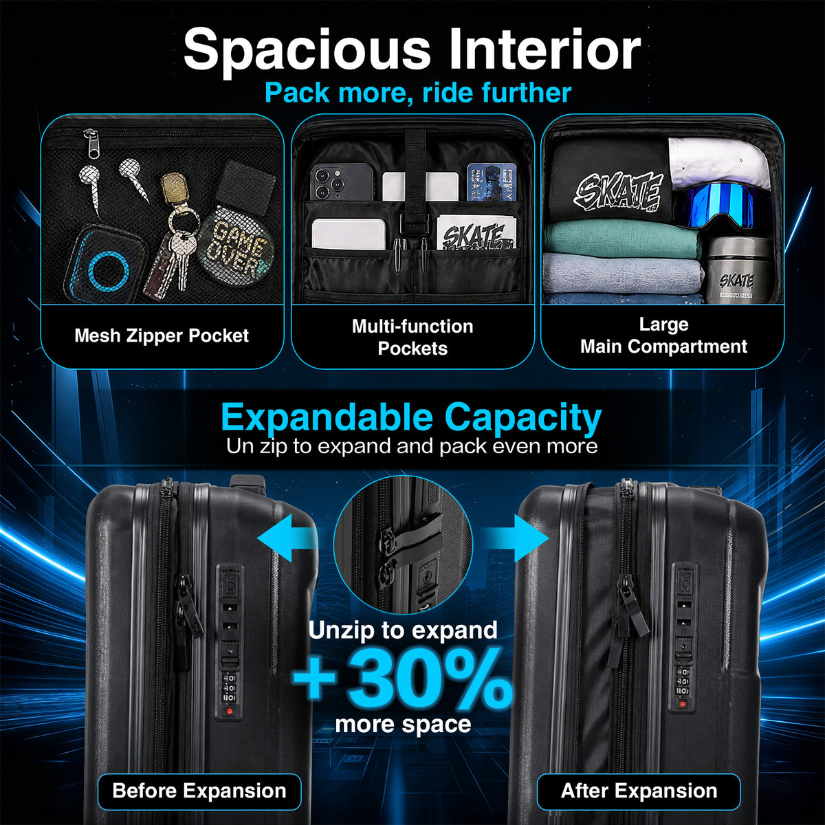 Advwin Expandable Scooter Luggage for Kids & Teens