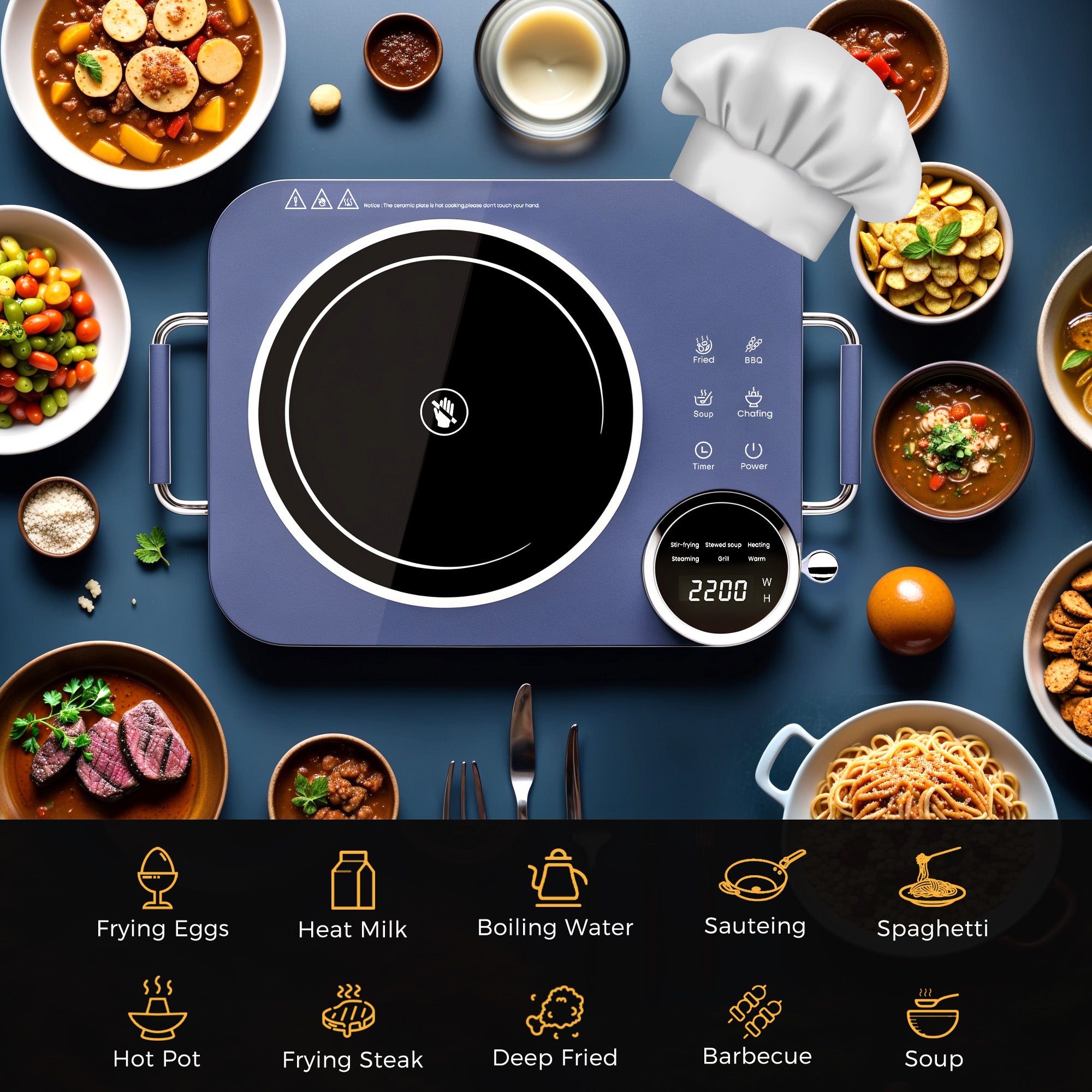 Advwin 2200W Single Electric Cooktop Knob Control