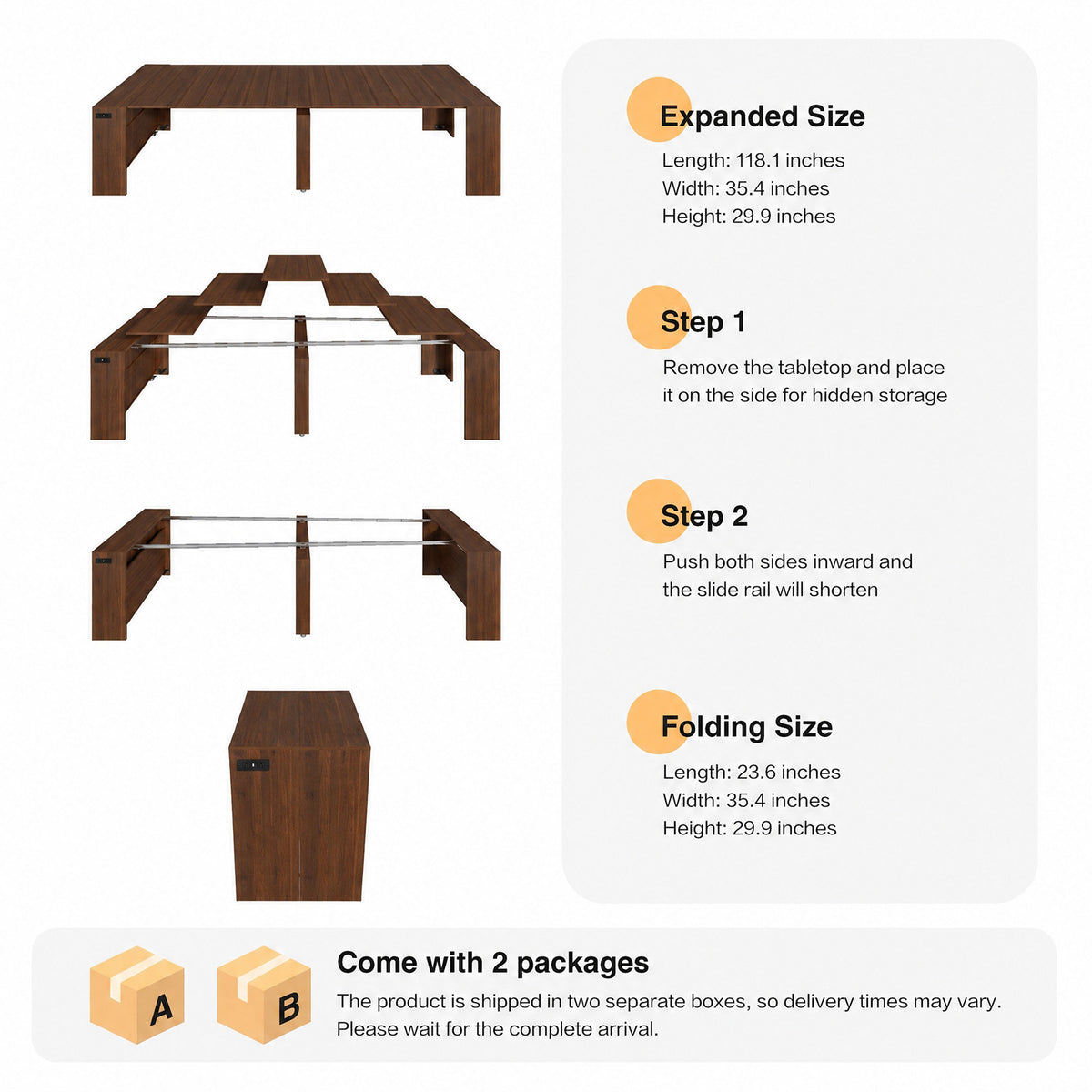 Advwin Extendable Dining Table with Storage Cabinet