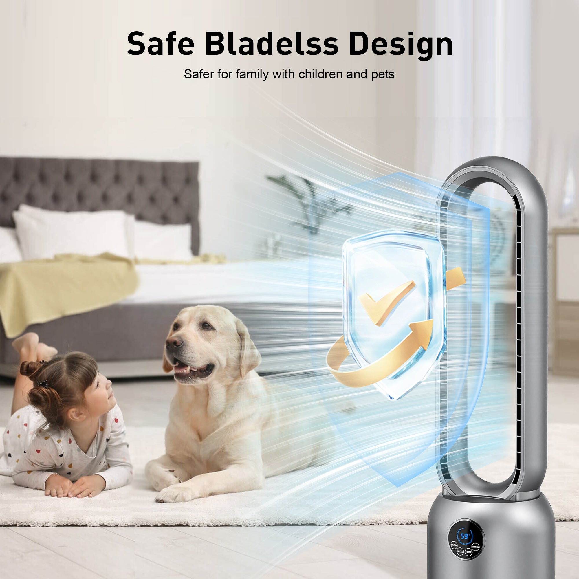 Advwin Smart Bladeless Tower Fan w/ Remote Control