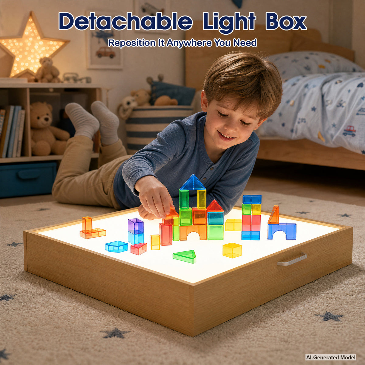 Advwin 4-in-1 Light Table for Kids with Reversible Tabletop