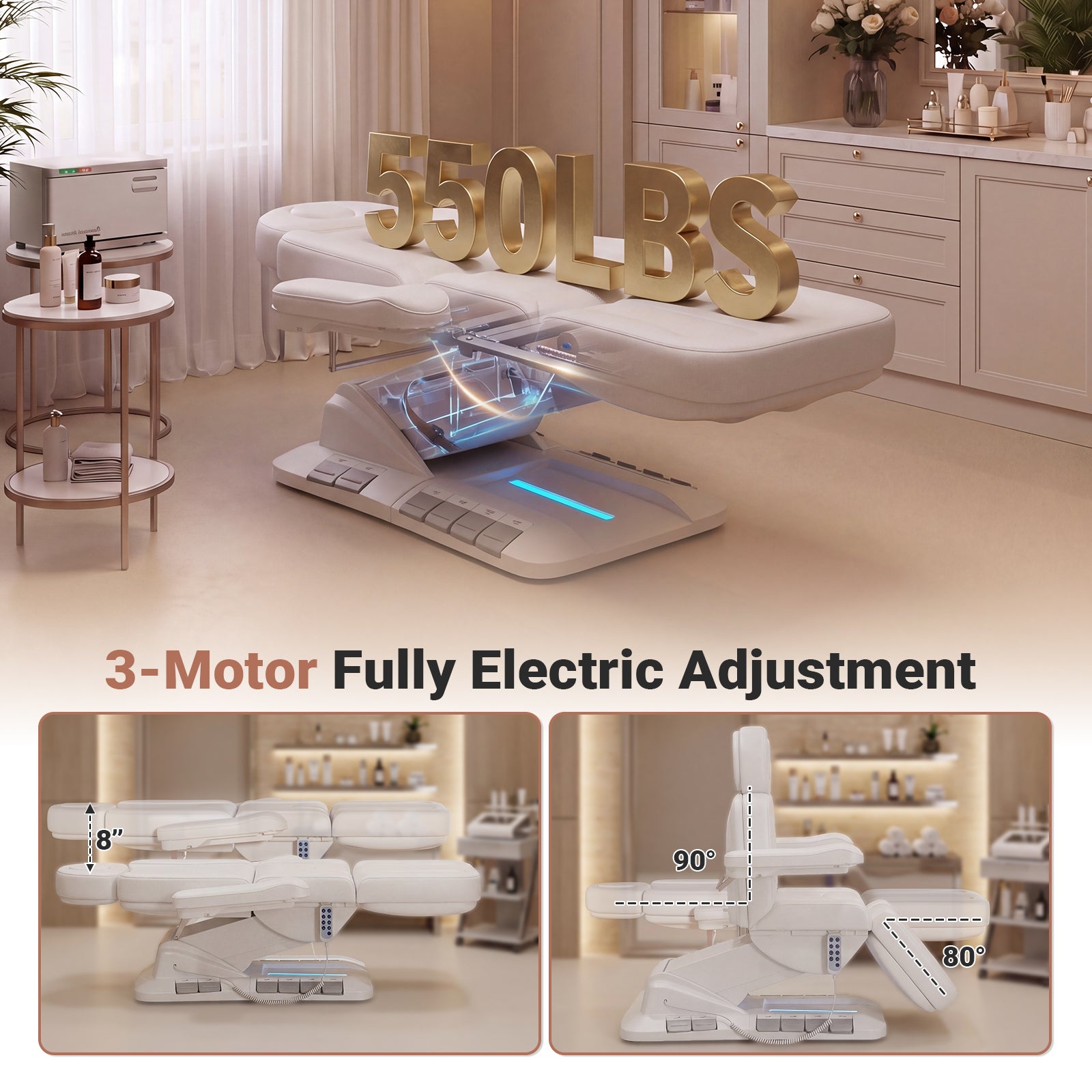 Advwin 3 Motor Adjustable Electric Esthetician Bed