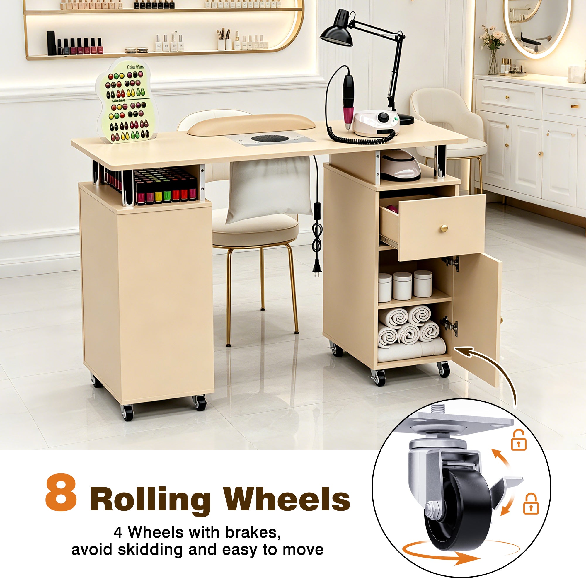 Advwin Nail Table w/ Dust Collector & Wrist Rest