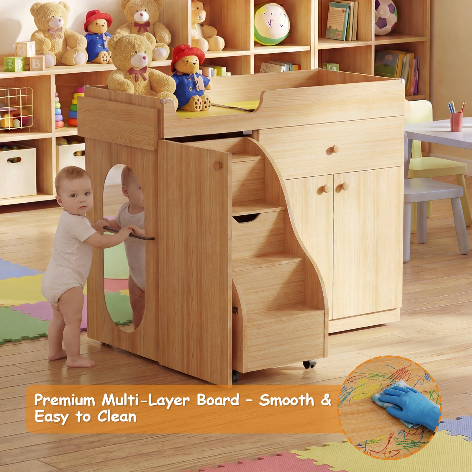 Advwin Changing Table with Stairs for Daycare & Home