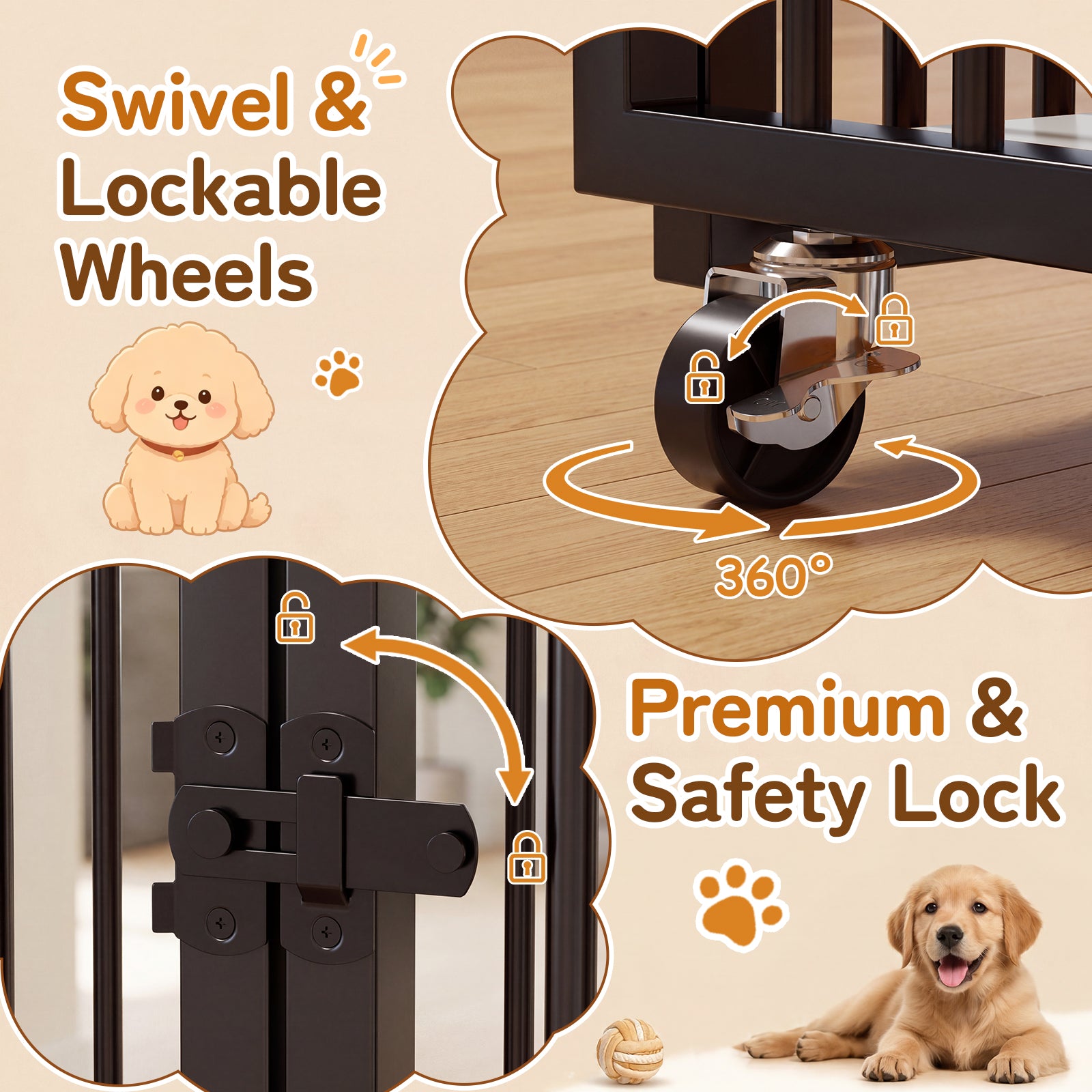 Advwin 37" Loft-Style Dog Crate with Storage Shelves