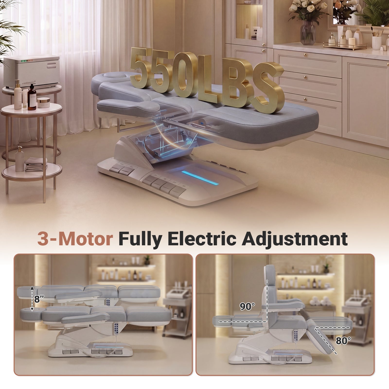 Advwin 3 Motor Adjustable Electric Esthetician Bed