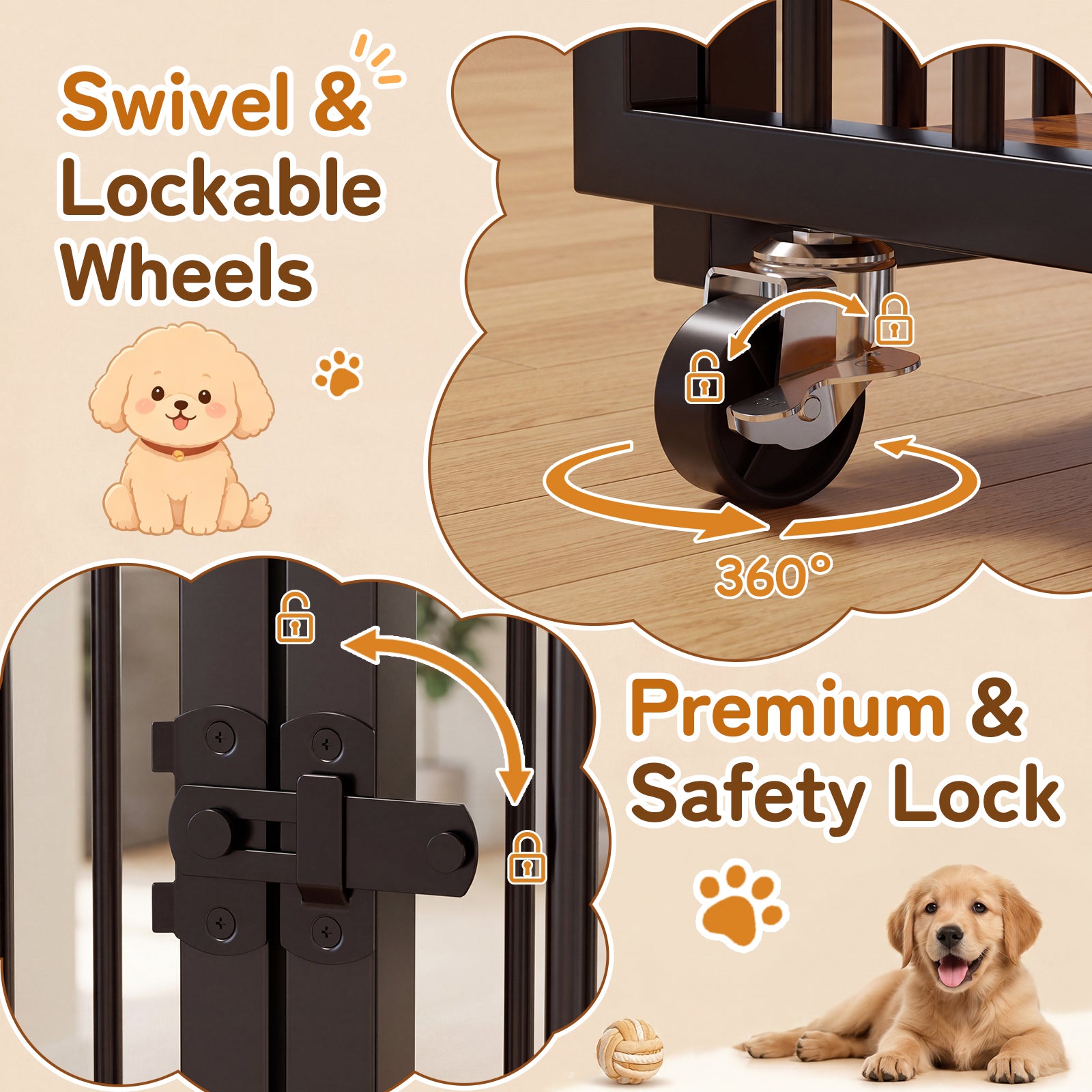 Advwin 37" Loft-Style Dog Crate with Storage Shelves