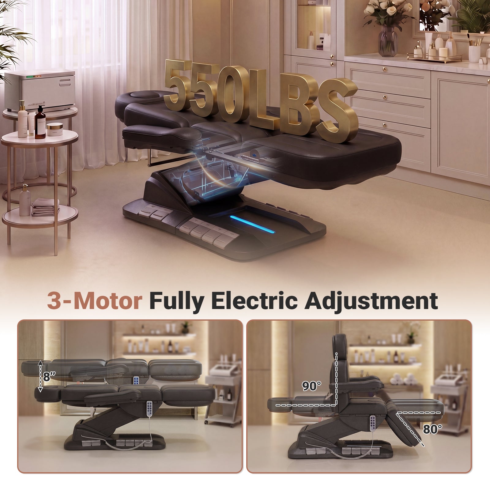 Advwin 3 Motor Adjustable Electric Esthetician Bed
