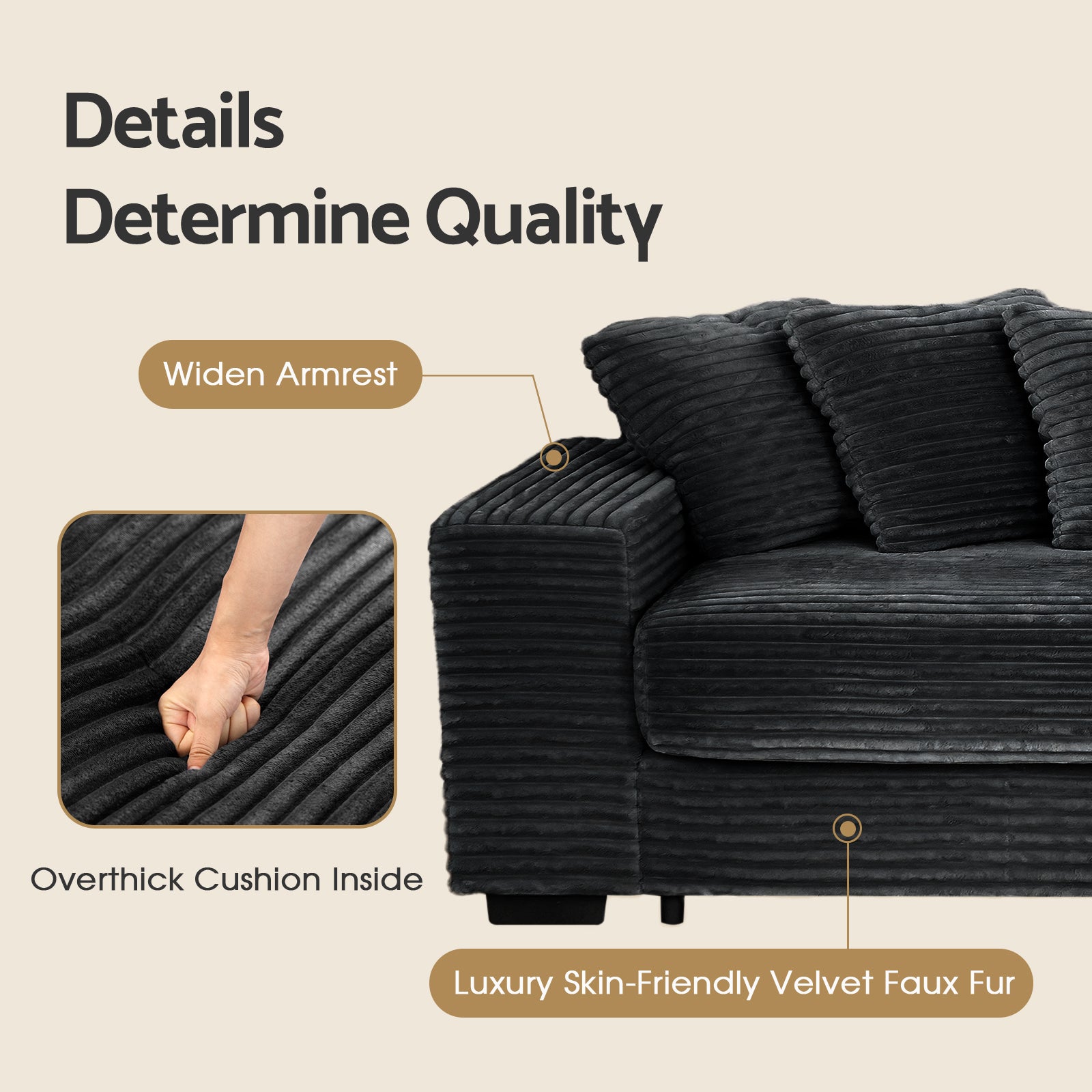 Advwin Oversized L Shaped Sofa With Chaise
