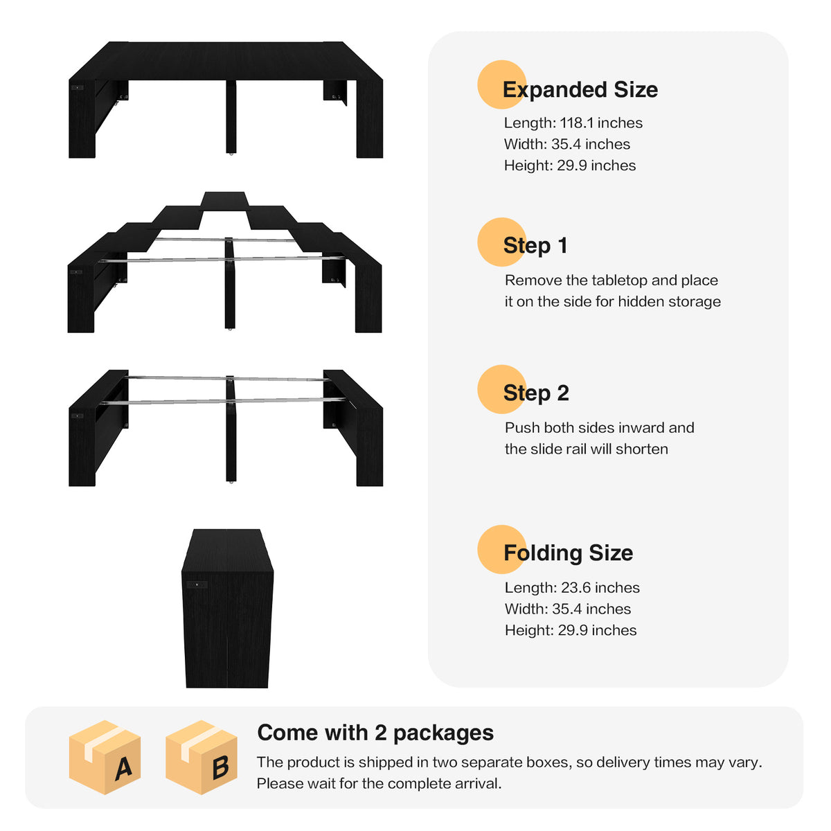Advwin Extendable Dining Table with Storage Cabinet