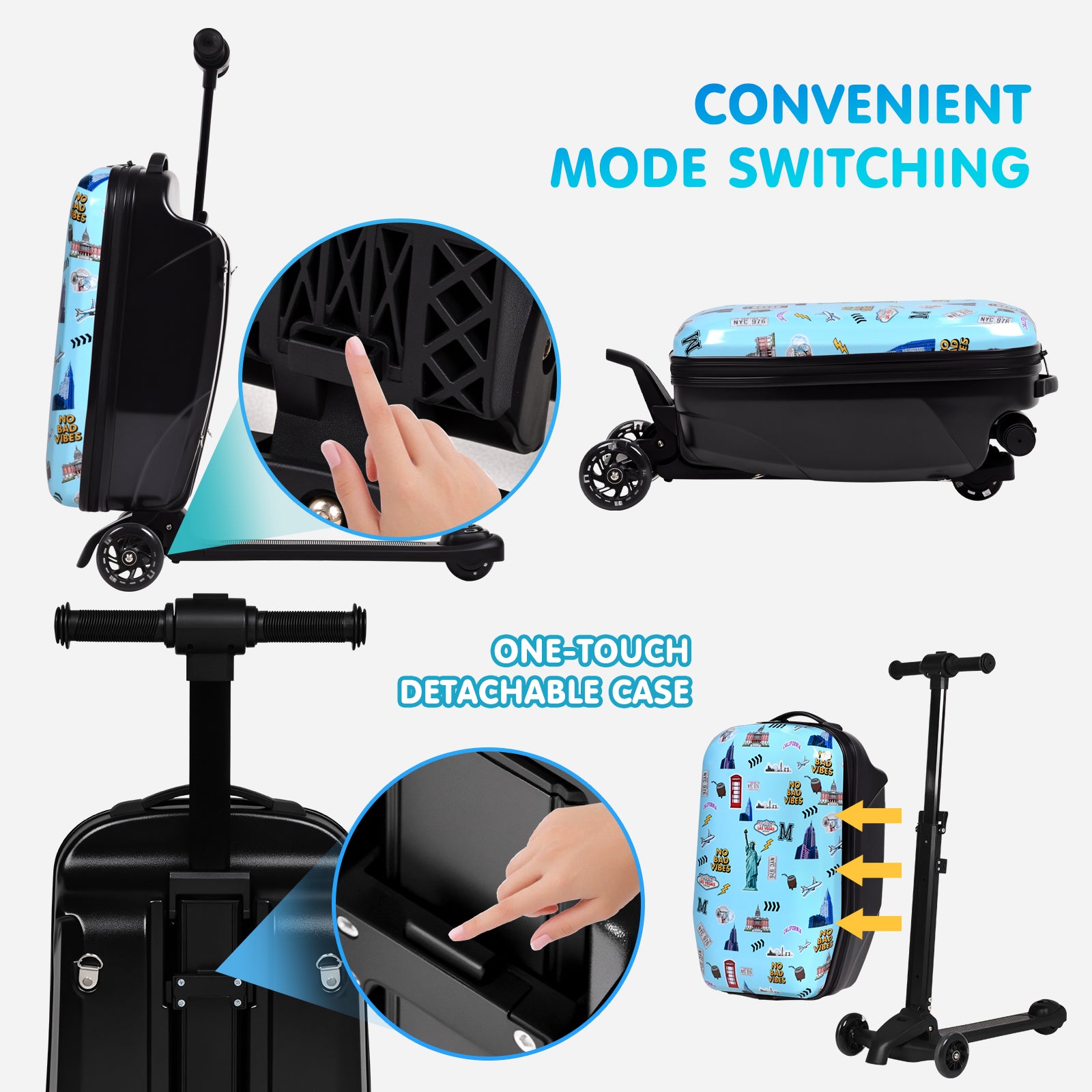 Advwin 4-in-1 Detachable Scooter Suitcase for Kids