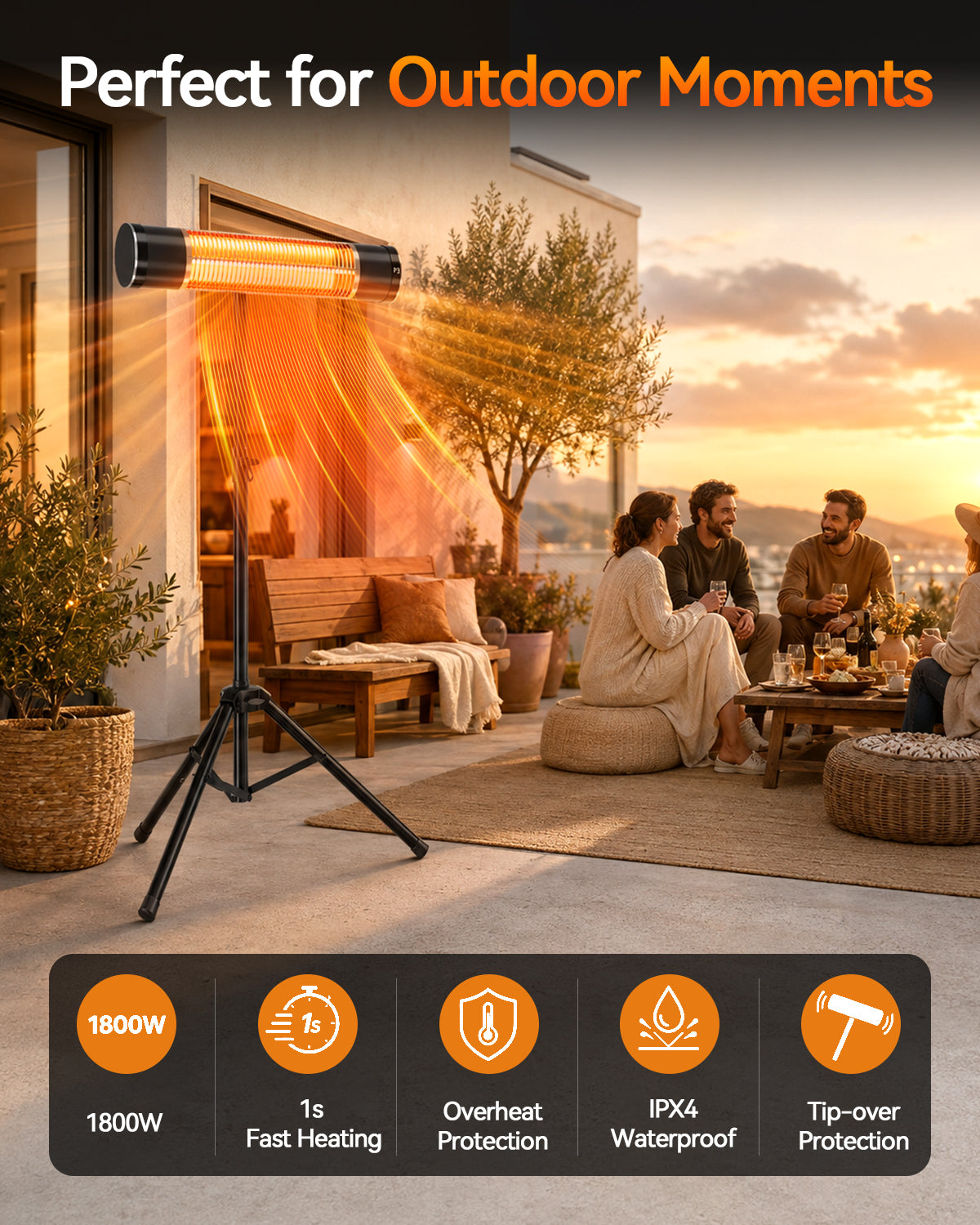 Advwin 1800W Electric Infrared Patio Heater