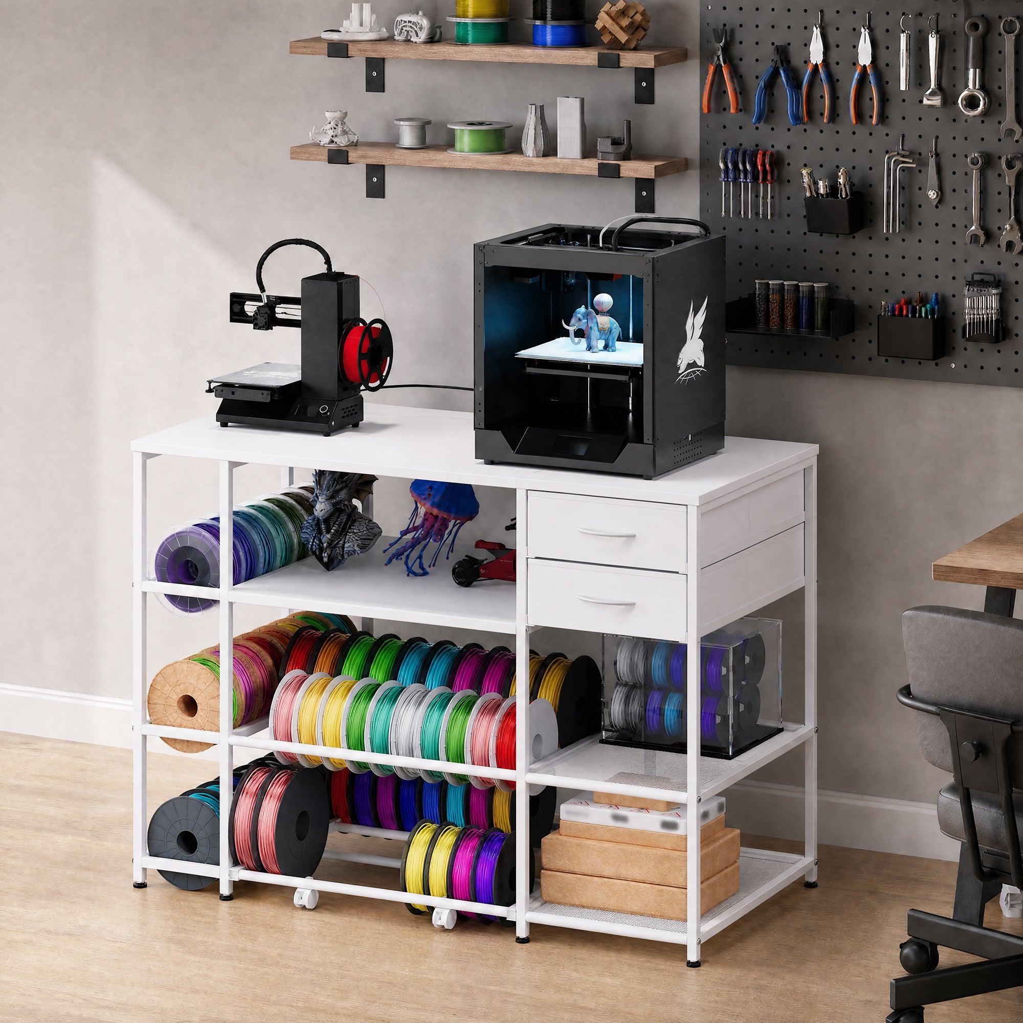 Advwin 3D Printer Stand with Rolling Filament Drawer