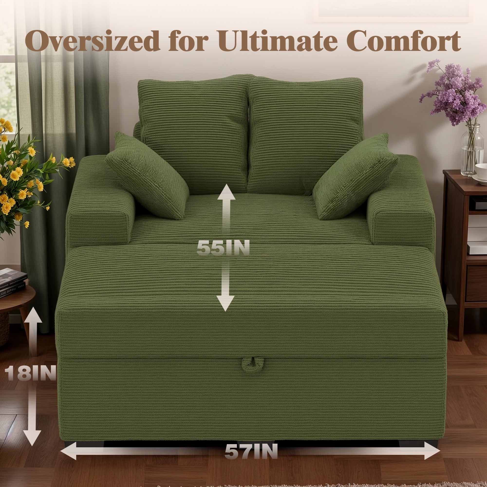 Advwin Chaise Lounge with Storage Ottoman Medium-Rib