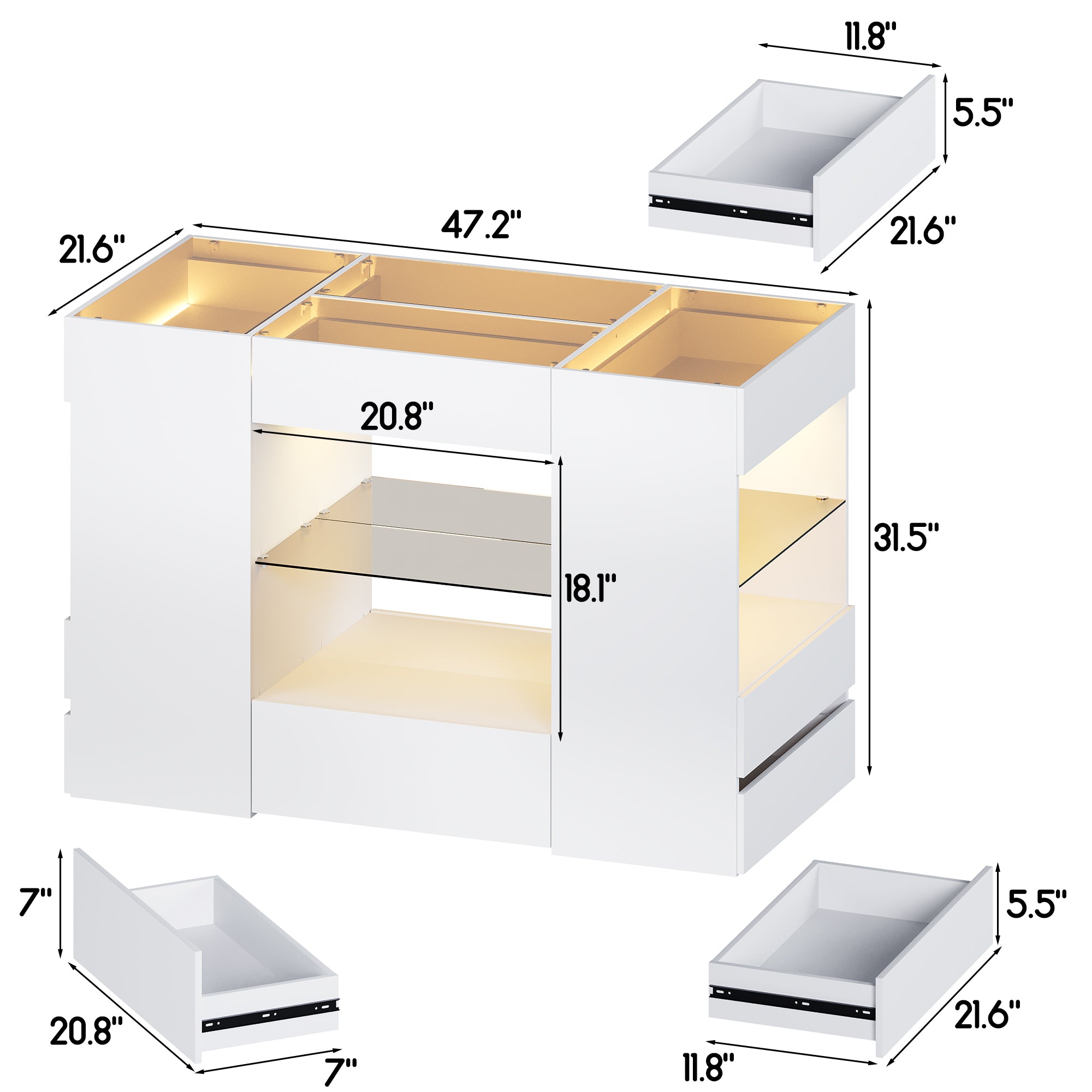 Advwin Modern Closet Island with 10 Drawers