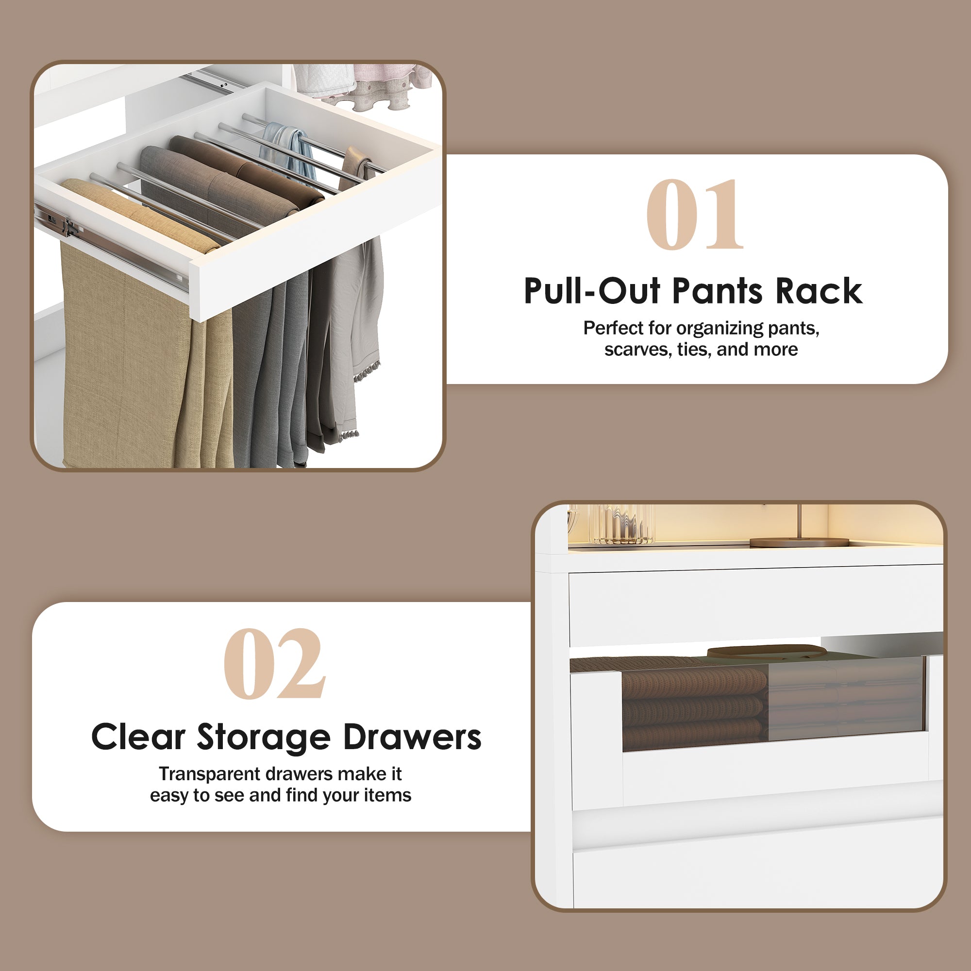 Advwin 6-12 Ft Closet System with LED Lighting