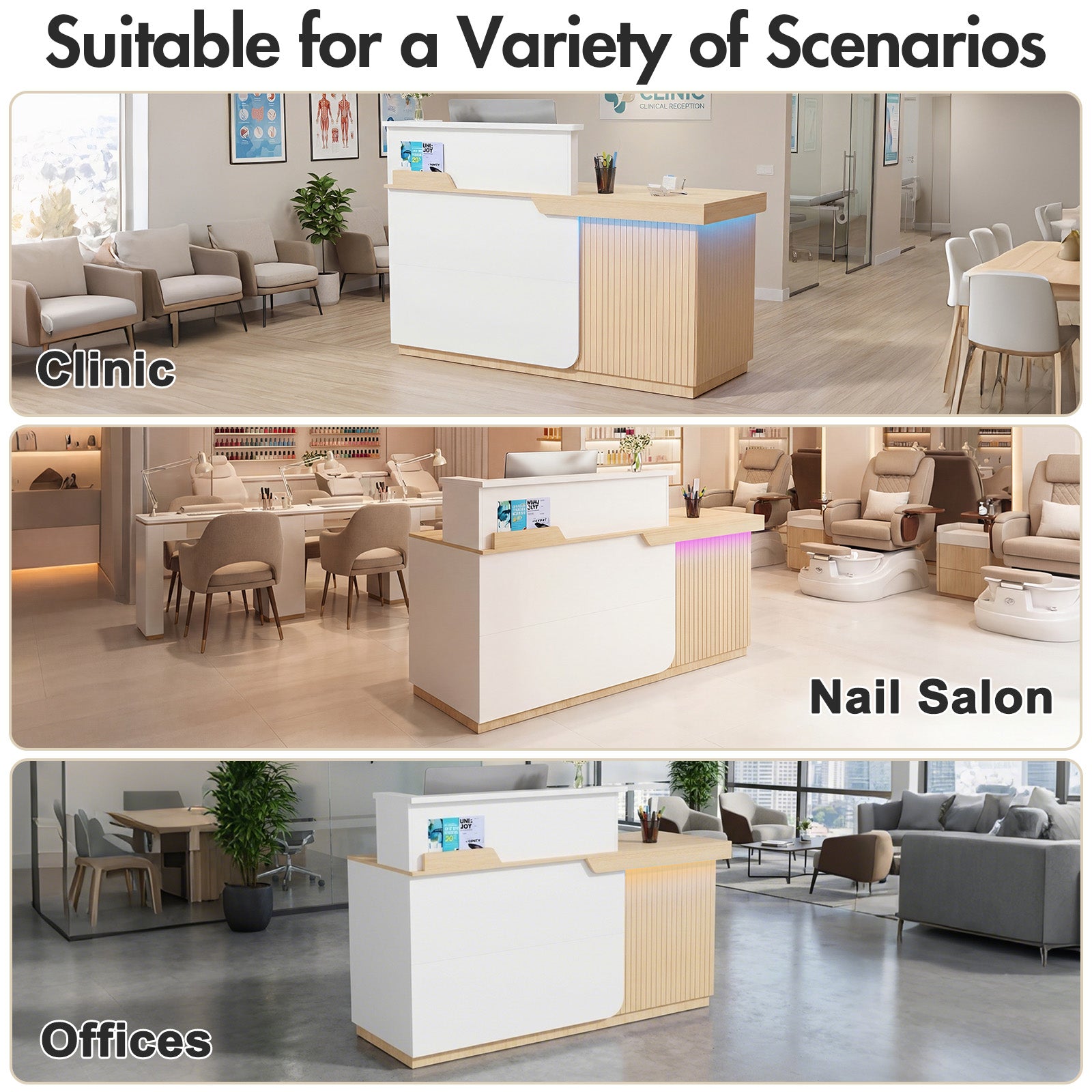 Advwin Modern Reception Desk with LED