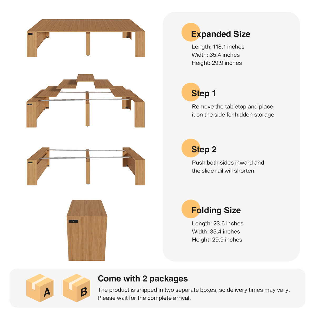 Advwin Extendable Dining Table with Storage Cabinet