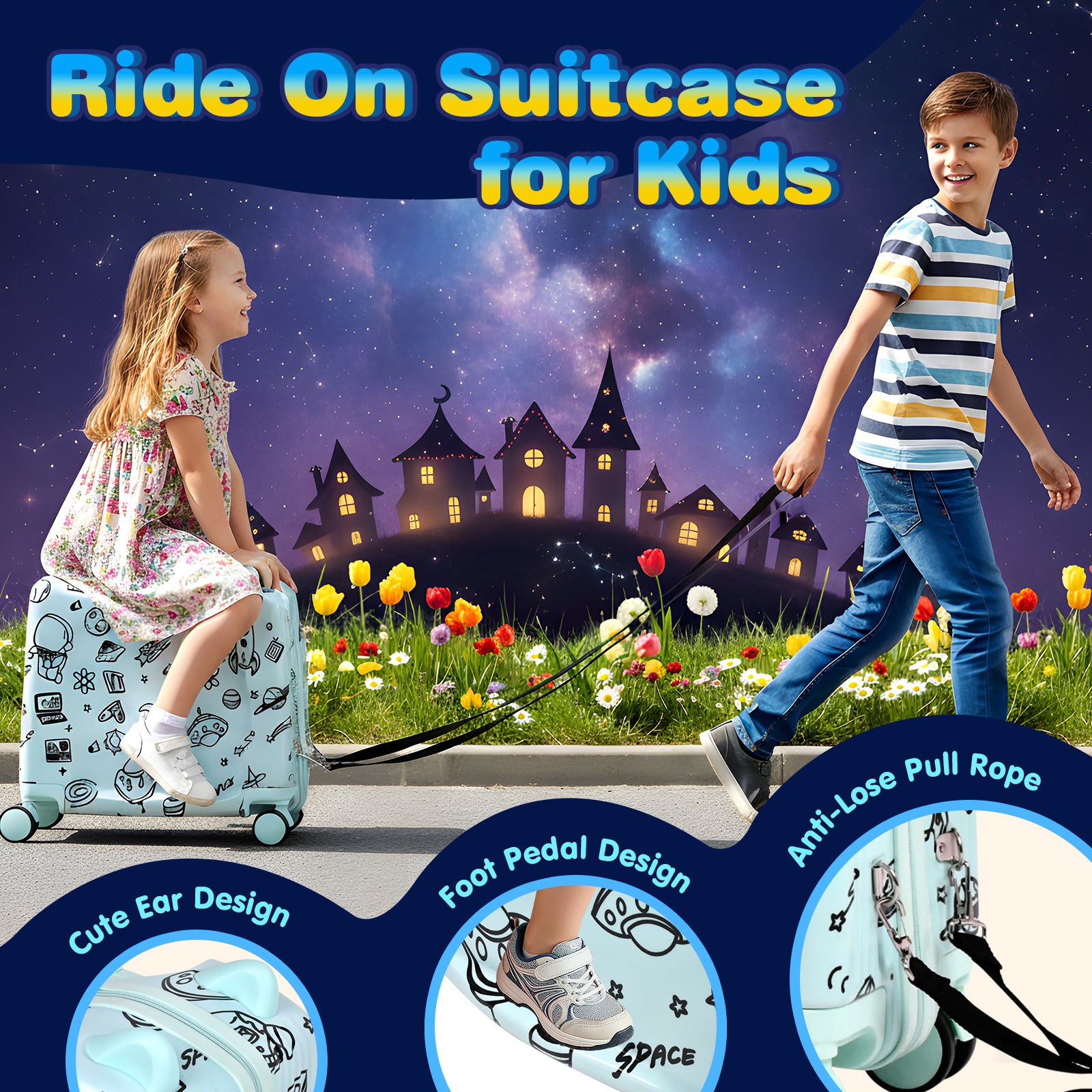 Advwin Kids Ride-On Suitcase DIY Coloring Design
