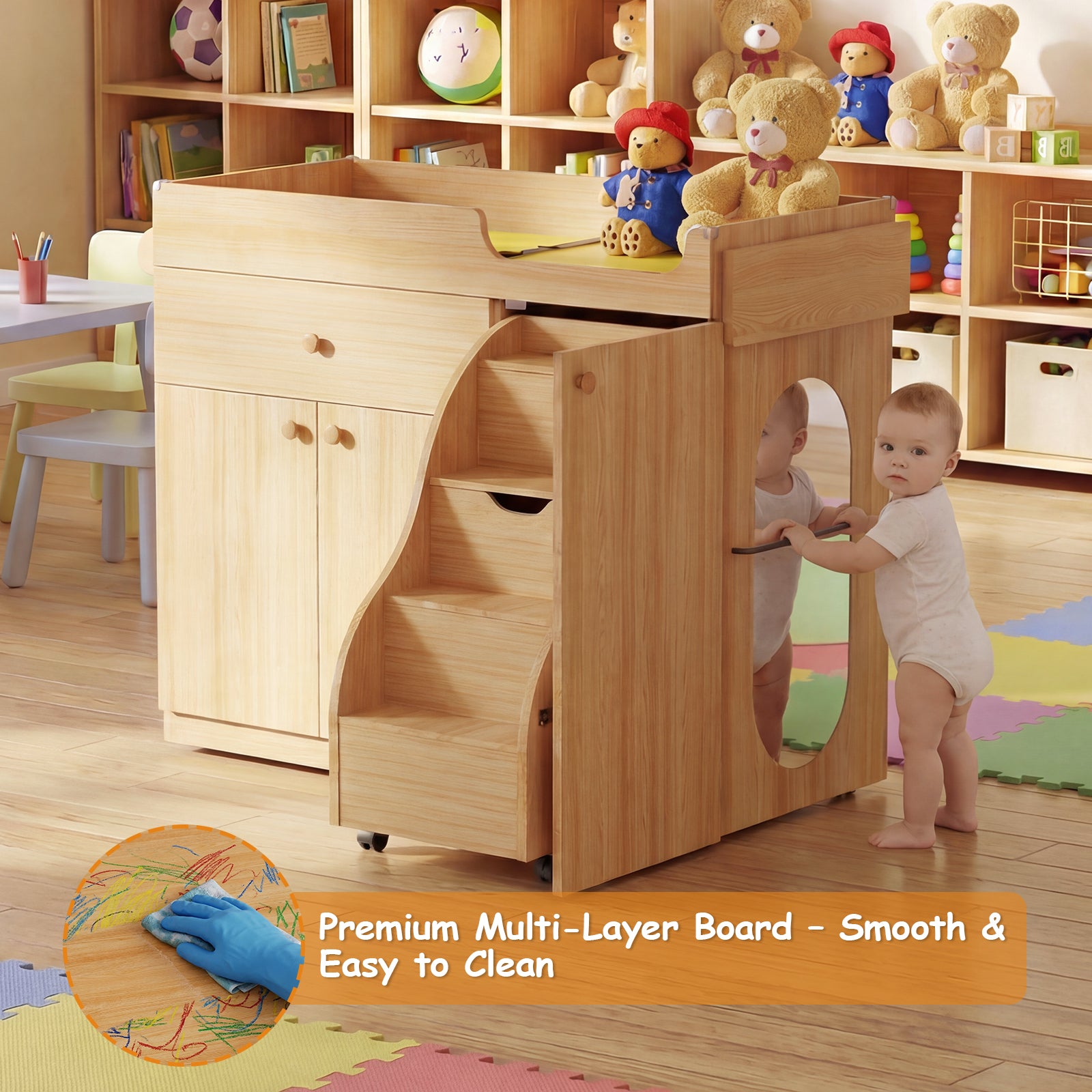 Advwin Changing Table with Stairs for Daycare & Home