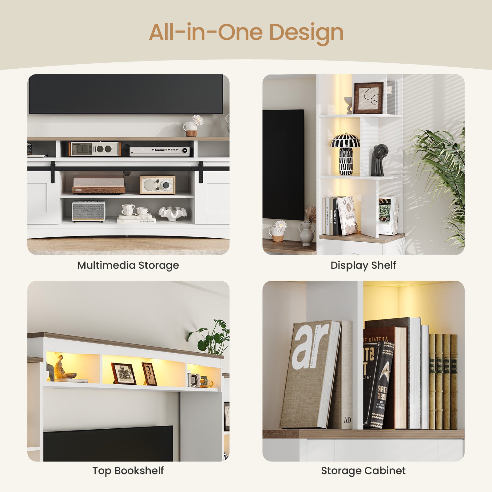 Advwin 101" Modern Wall Unit Entertainment Center