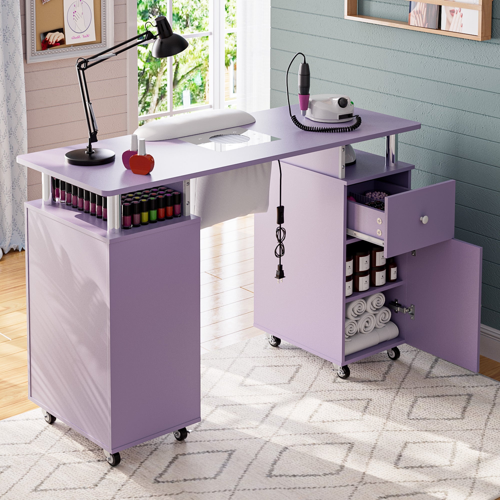 Advwin Nail Table w/ Dust Collector & Wrist Rest