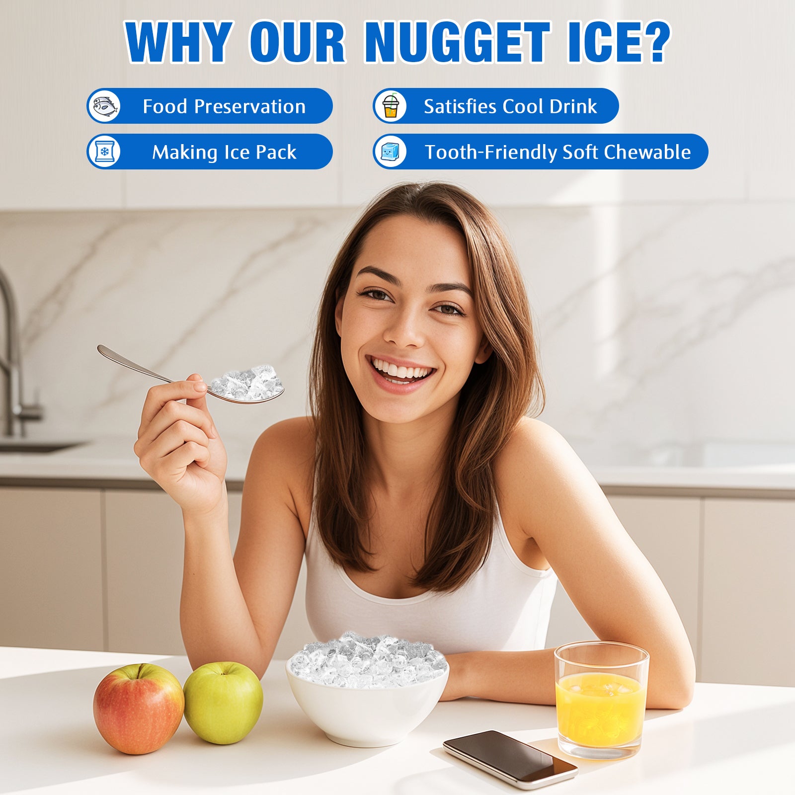 Advwin Nugget Ice Maker Countertop for Chewable Ice