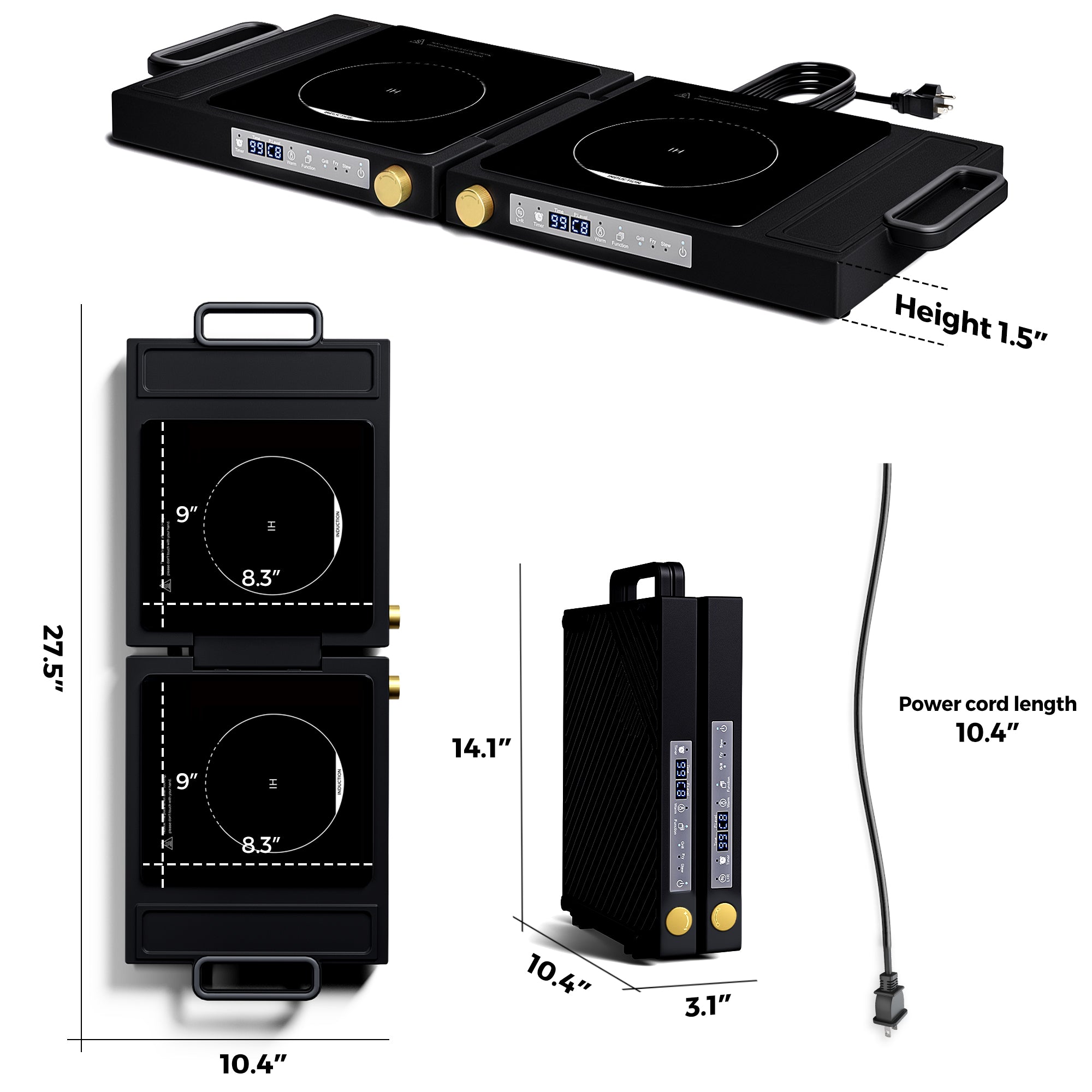 Advwin Folding Double Induction Cooktop Portable