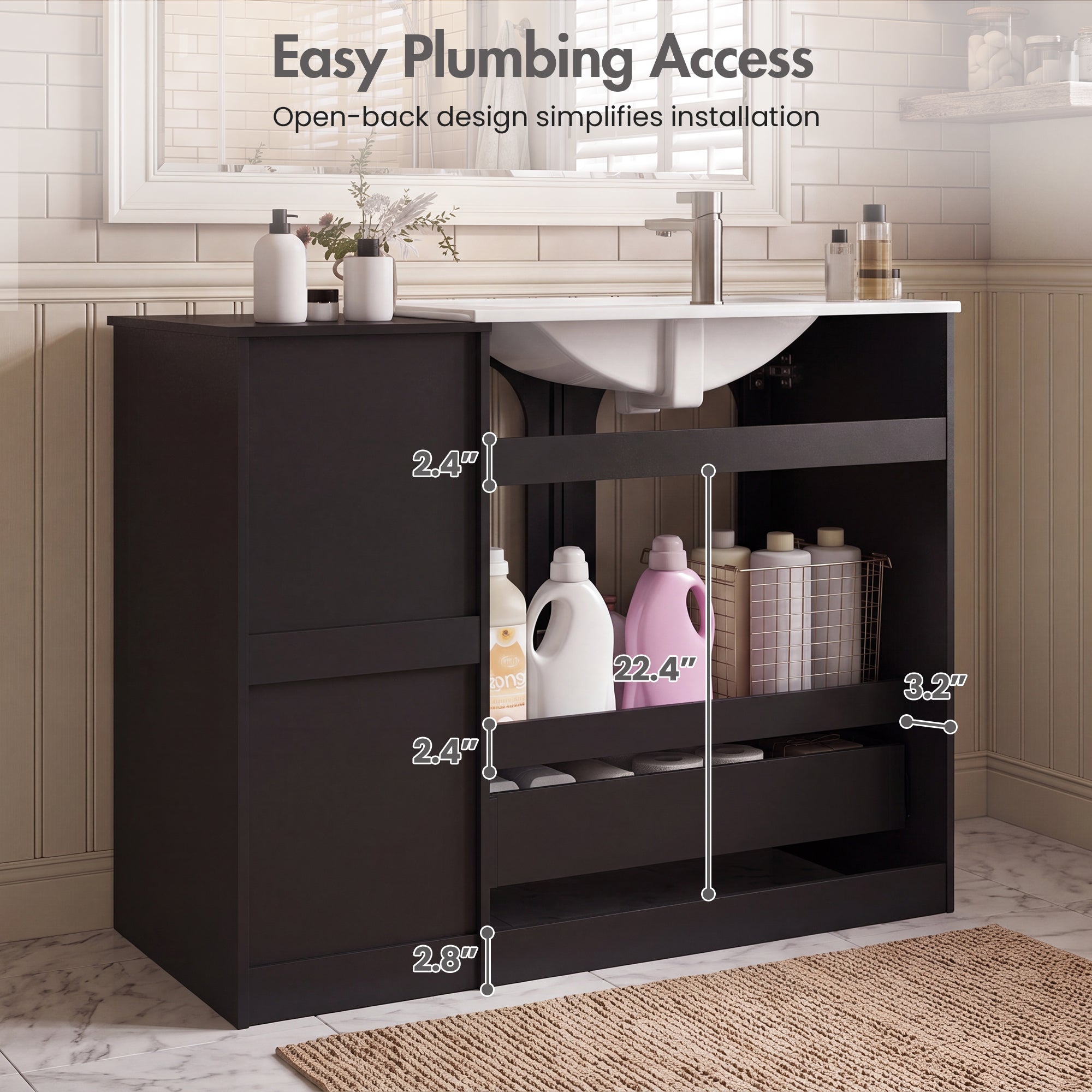 Advwin 42" Freestanding Bathroom Vanity w/ Ceramic Sink
