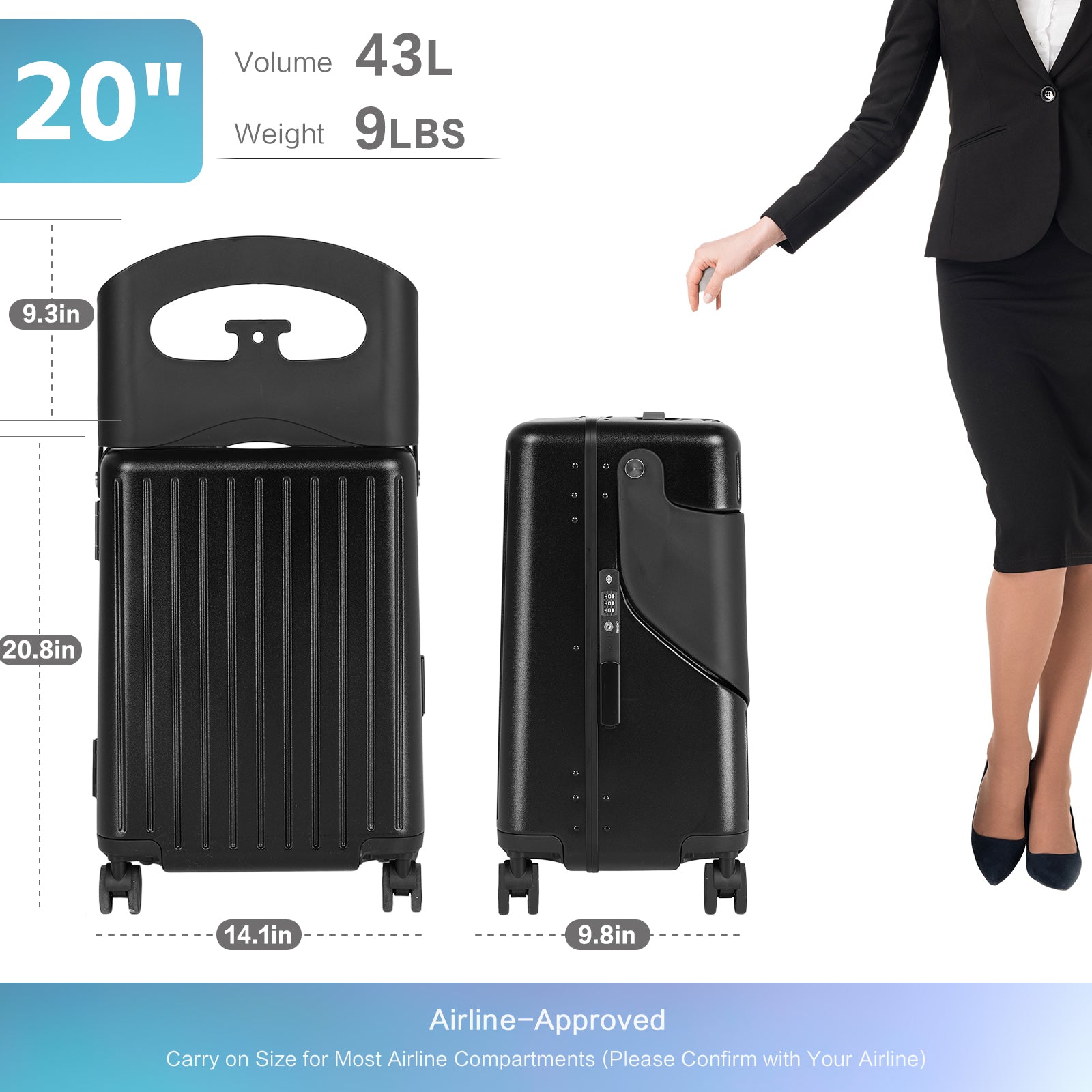 Advwin 20" Luggage with Foldable Child Seat