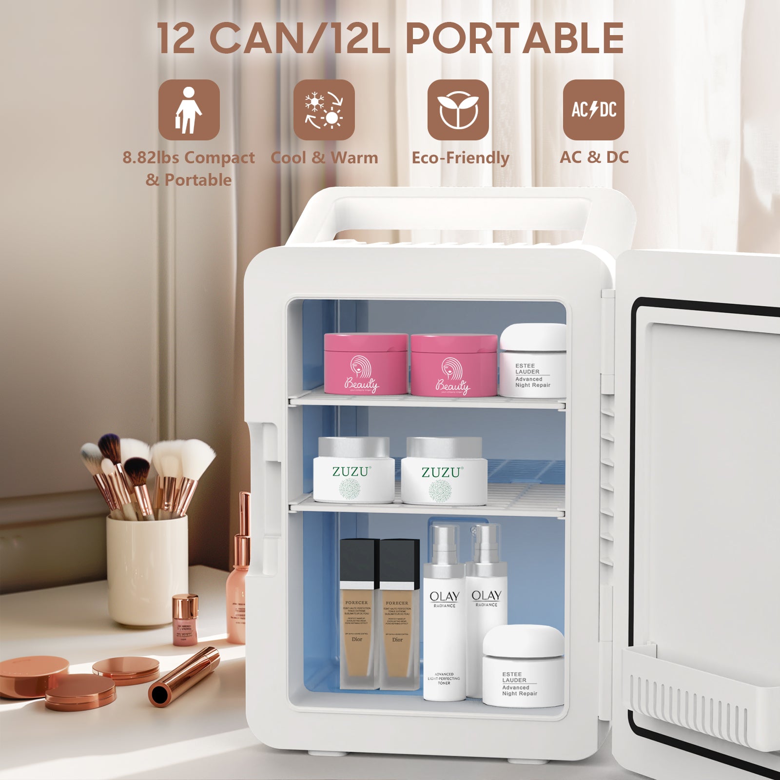 Advwin 12L Mini Fridge with LED Light Mirror(Pre-sale, ETA Jan 10)