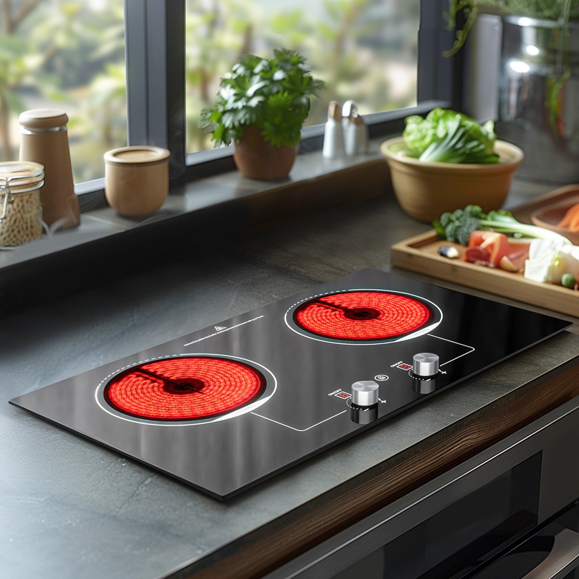 Advwin 1800W Electric Cooktop Knob Control