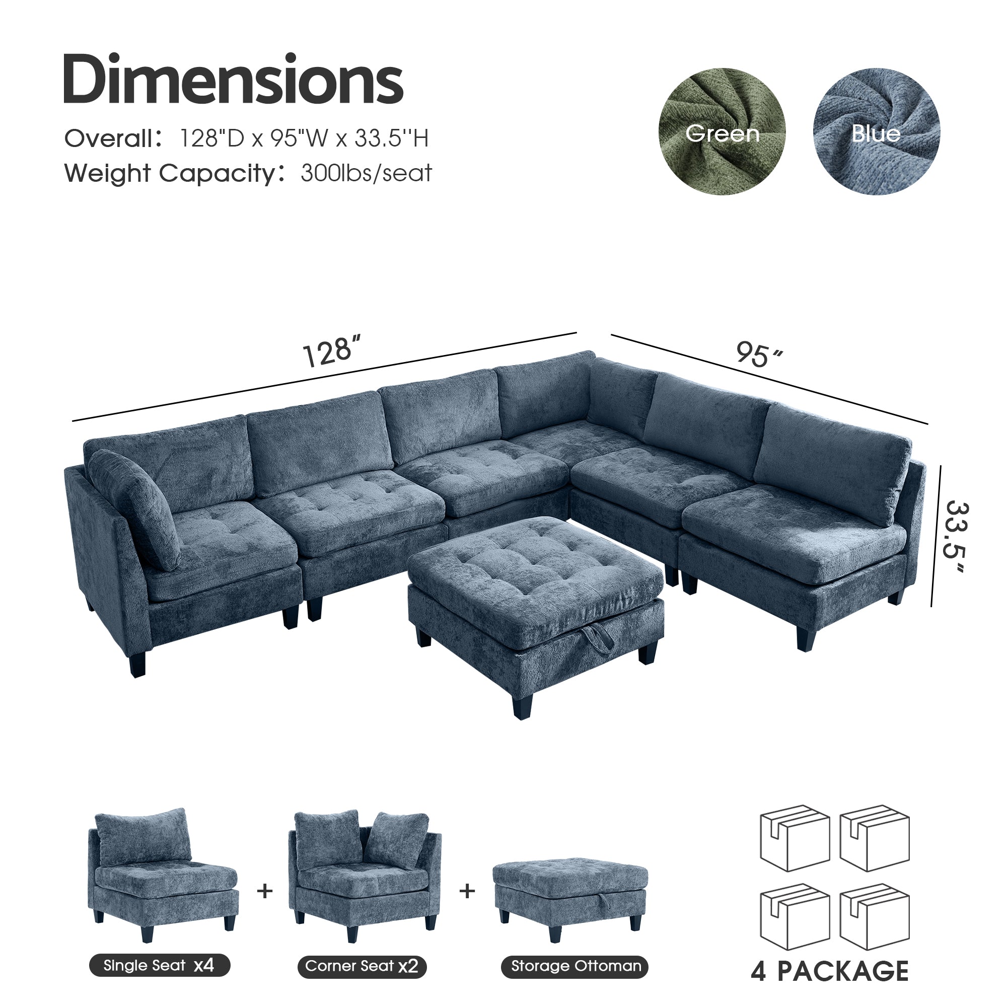 Advwin Oversized Sectional Couch 8 Seats Sofa Bed