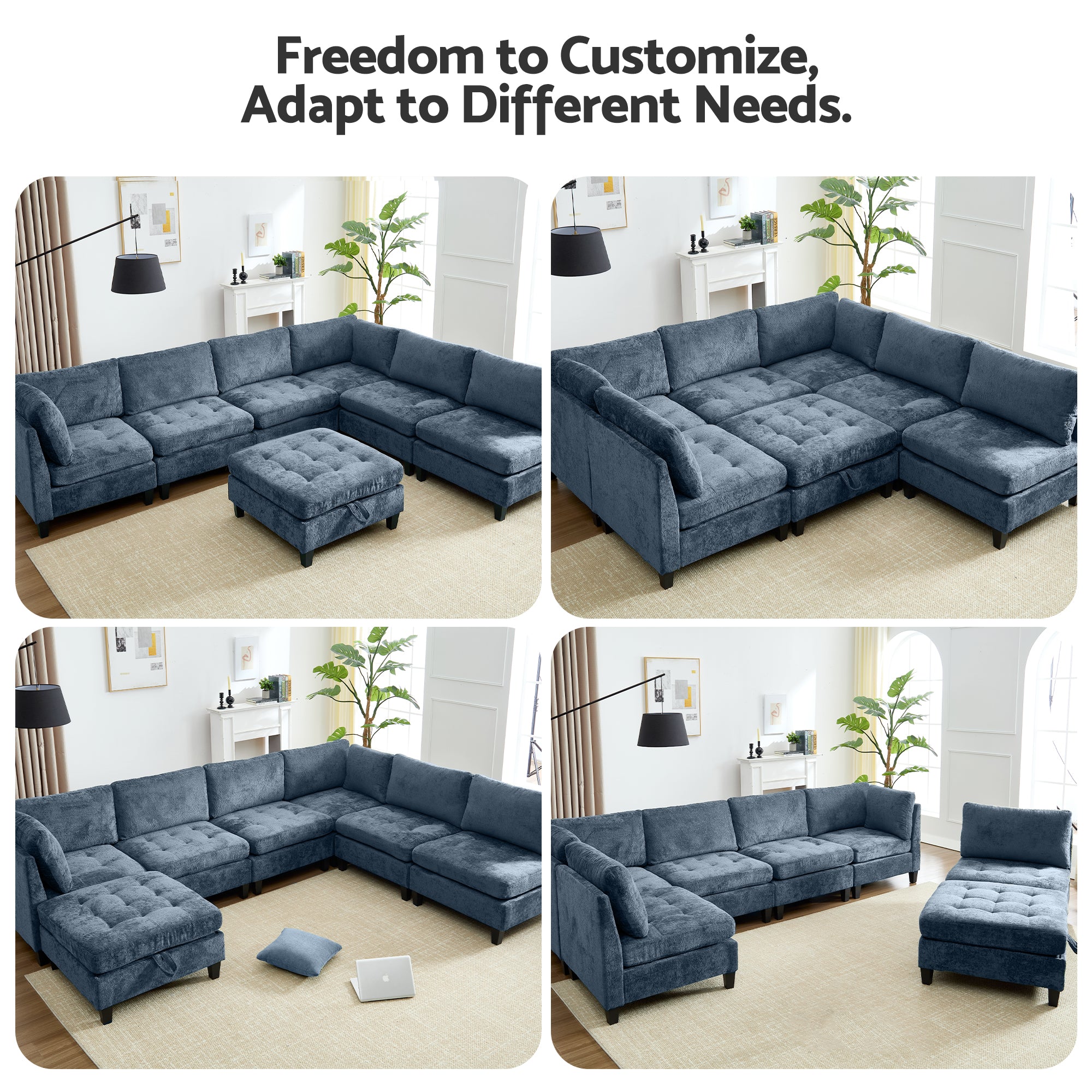 Advwin Oversized Sectional Couch 8 Seats Sofa Bed