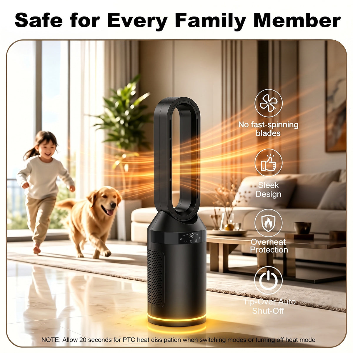 Advwin 32” Bladeless Tower Fan and Heater Combo