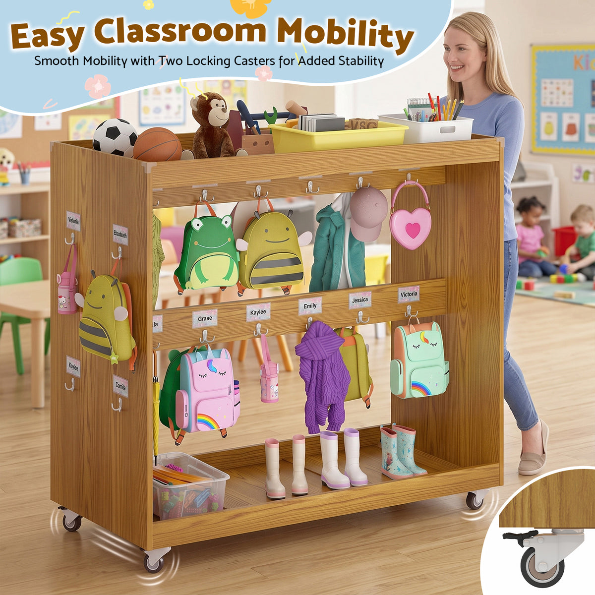 Advwin Rolling Classroom Backpack Cart