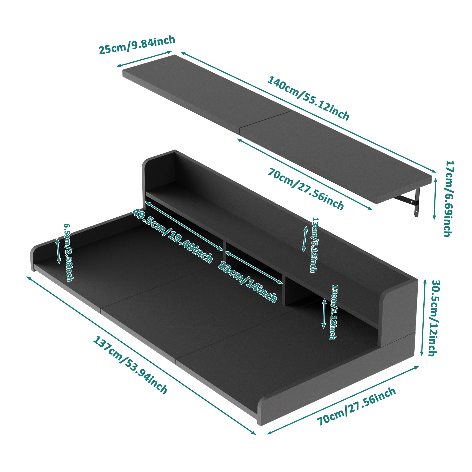 Advwin Washer Dryer Countertop 54" 2-Layer Shelves